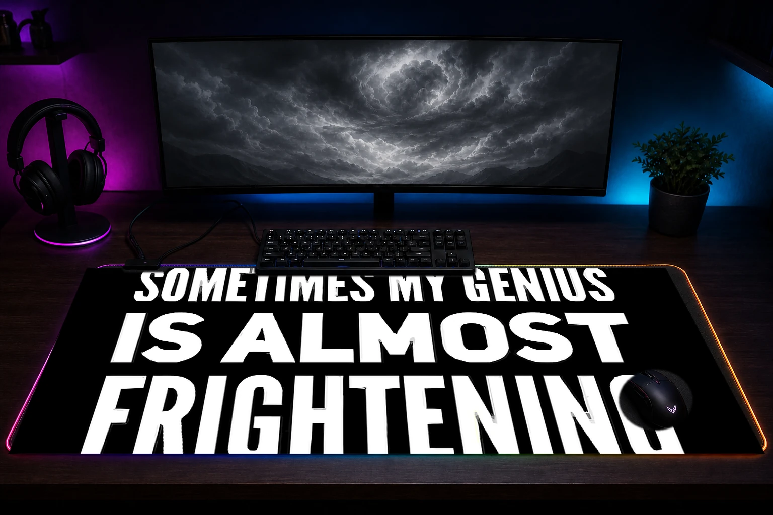 Jeremy Clarkson Quote RGB Desk Mat immersive setup scene