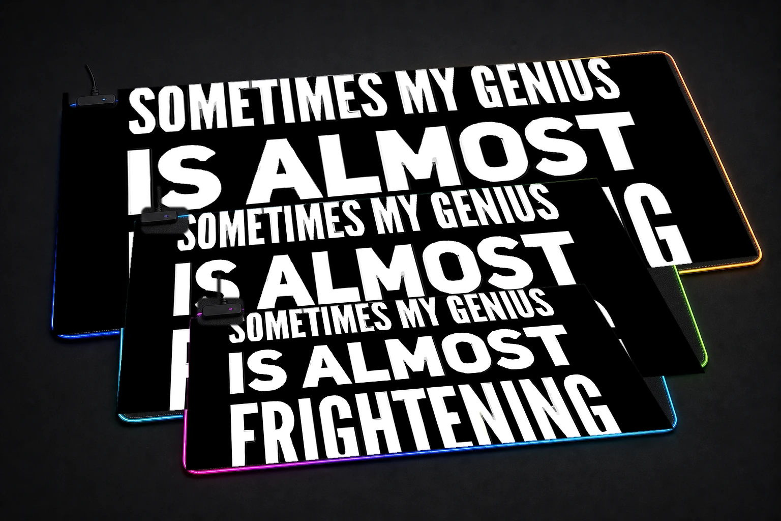 Jeremy Clarkson Quote RGB Desk Mat three-size comparison