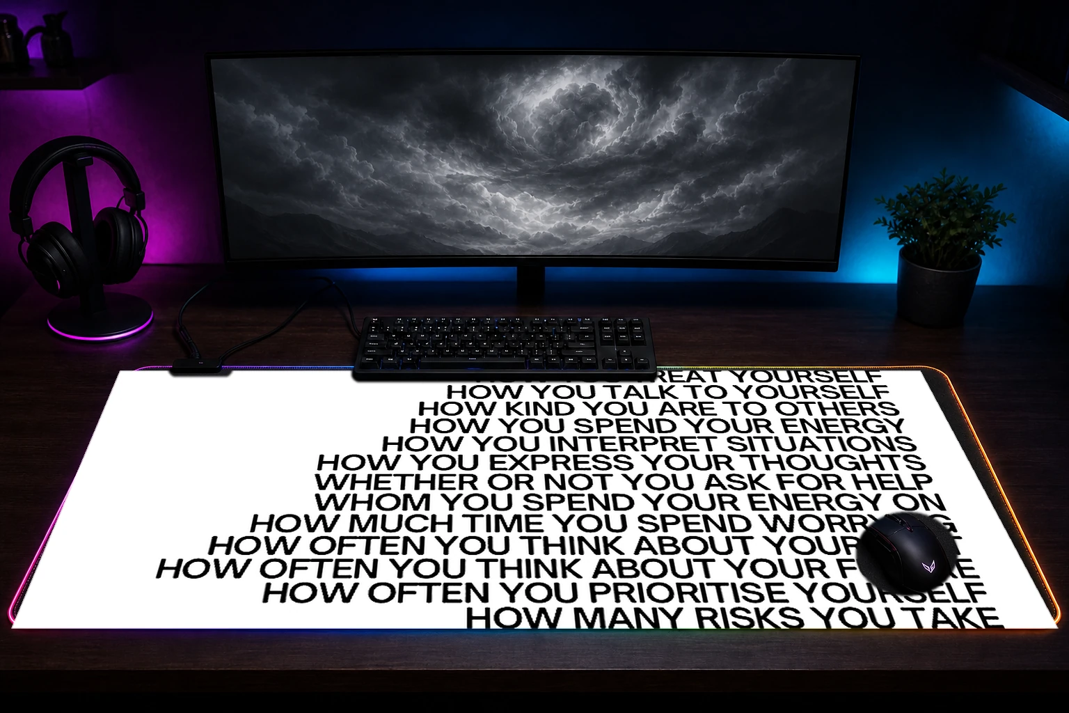 Things You Can Control List RGB Desk Mat immersive setup scene