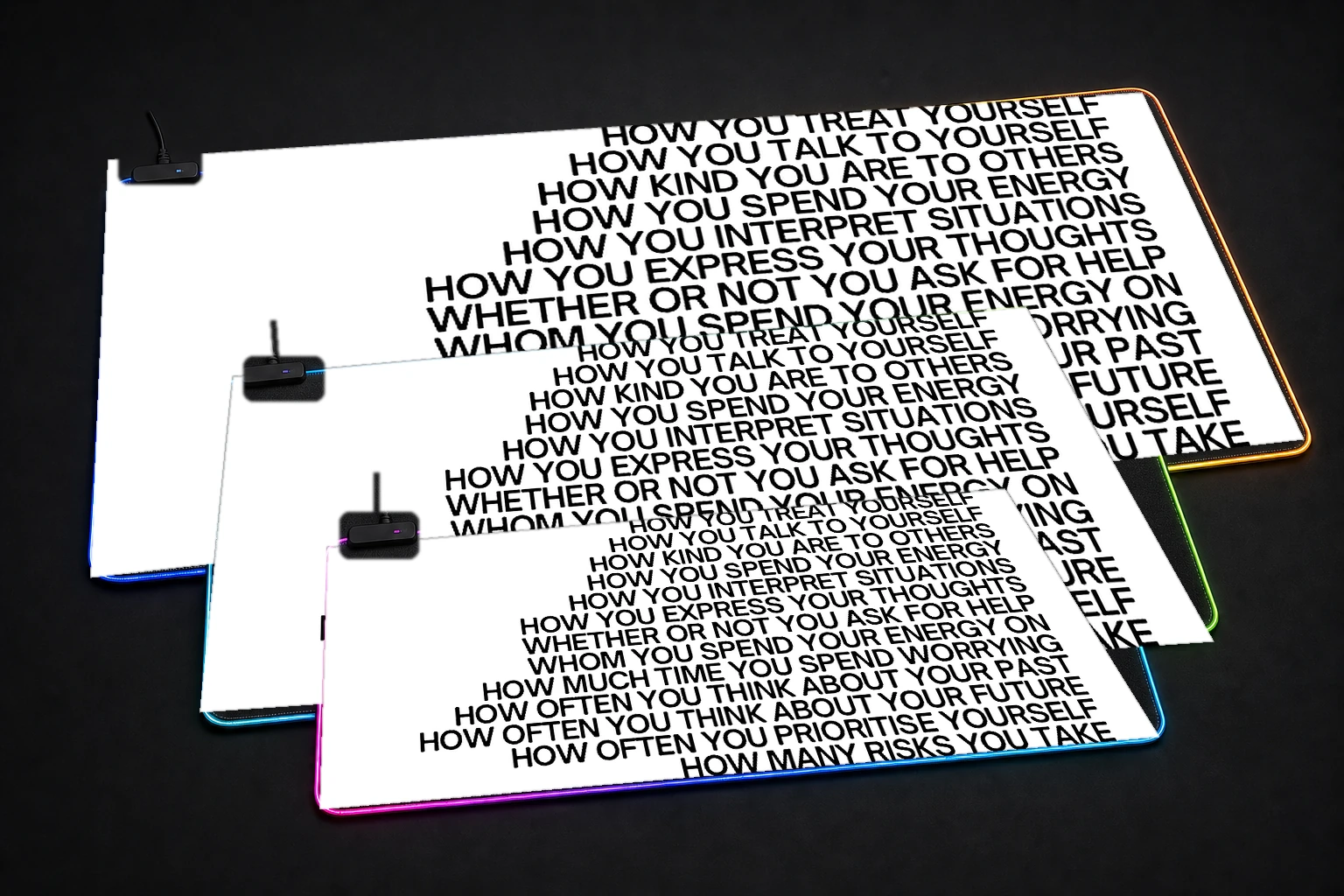 Things You Can Control List RGB Desk Mat three-size comparison