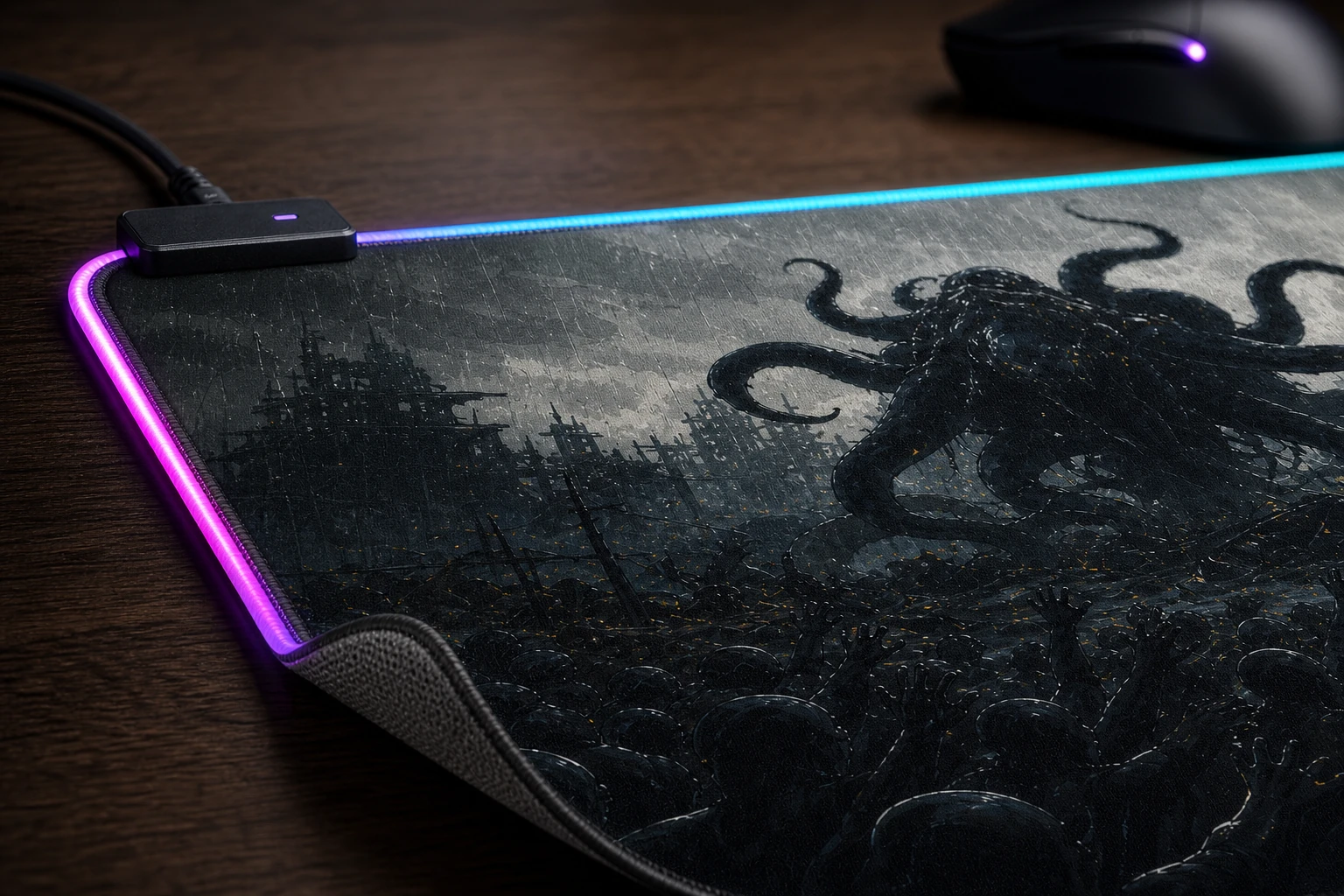 Death Stranding Game Art RGB Desk Mat controller and material detail