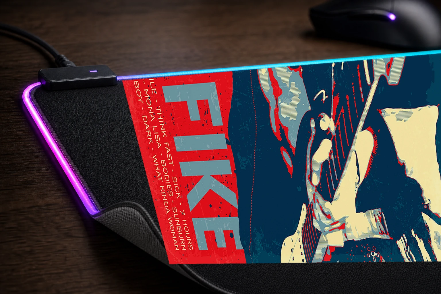 Dominic Fike Sunburn 2023 artwork RGB Desk Mat controller and material detail