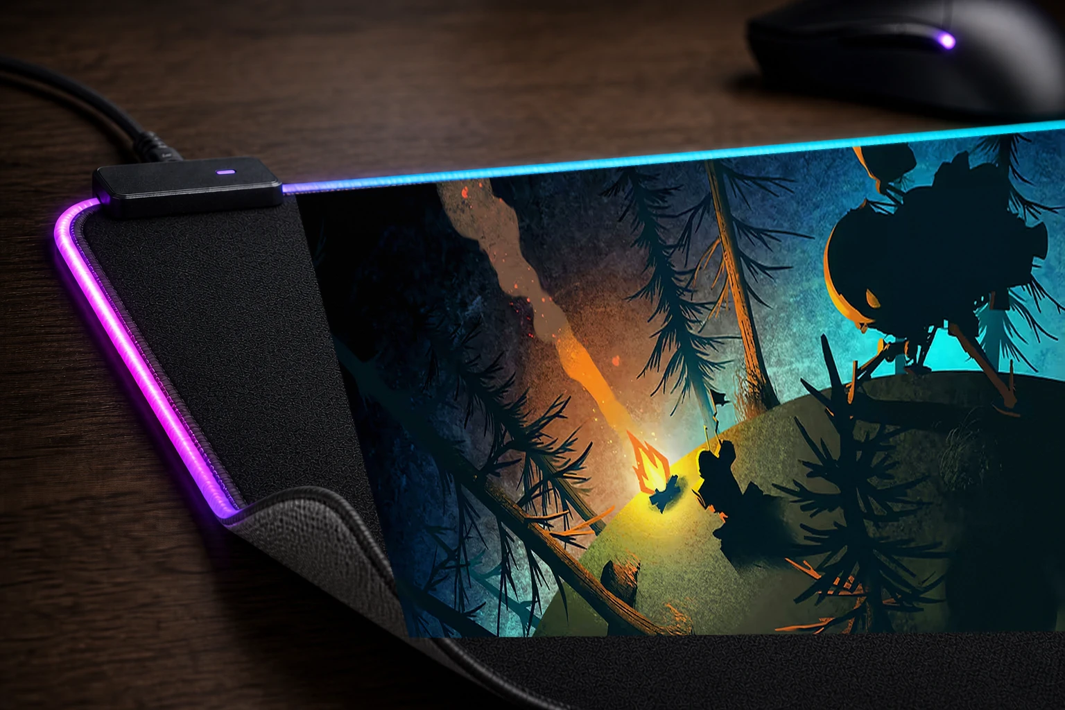 Outer Wilds RGB Desk Mat controller and material detail