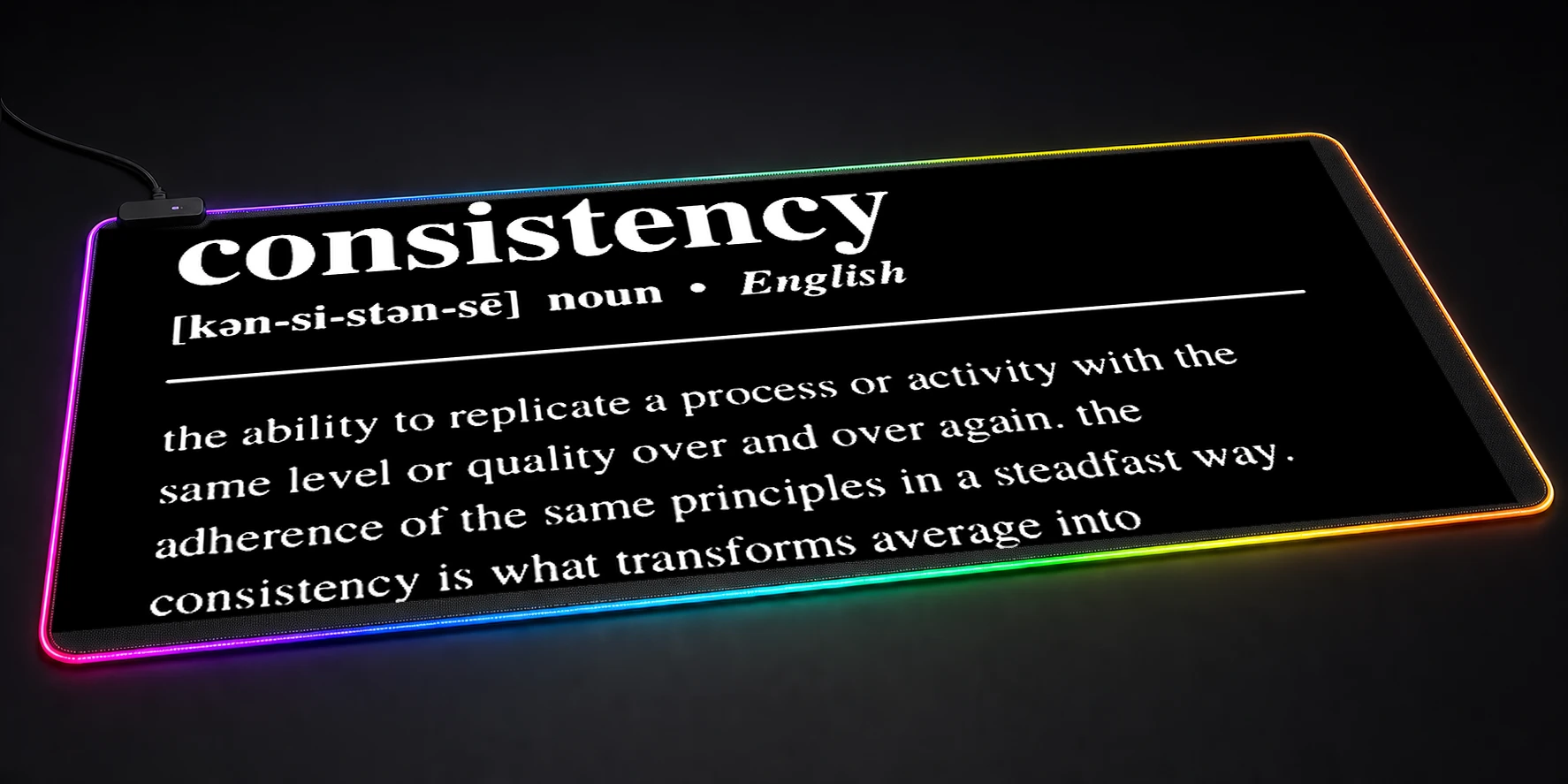 Consistency Definition on Black Background RGB Desk Mat RGB desk mat