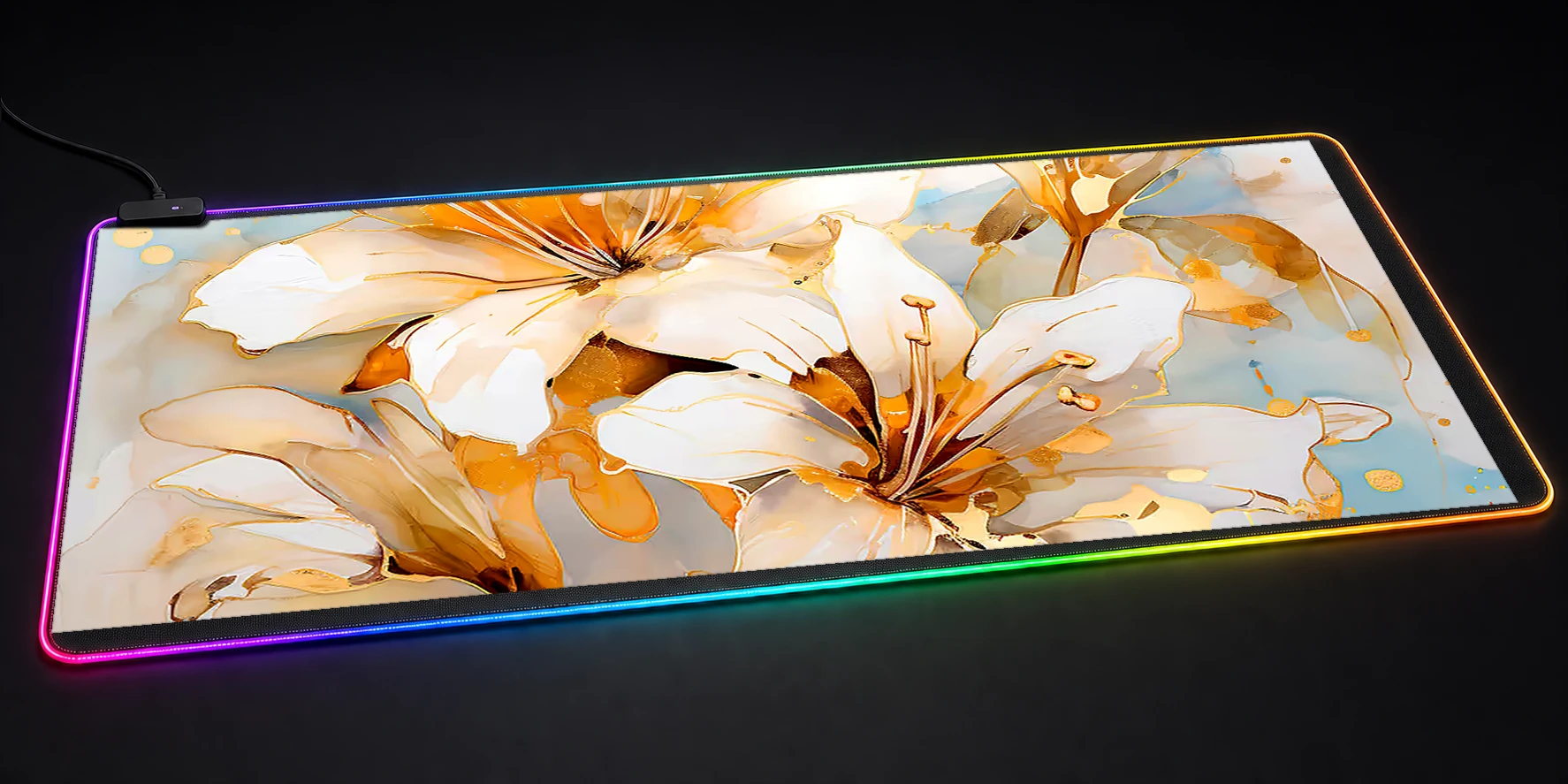 flower art RGB Desk Mat RGB desk mat