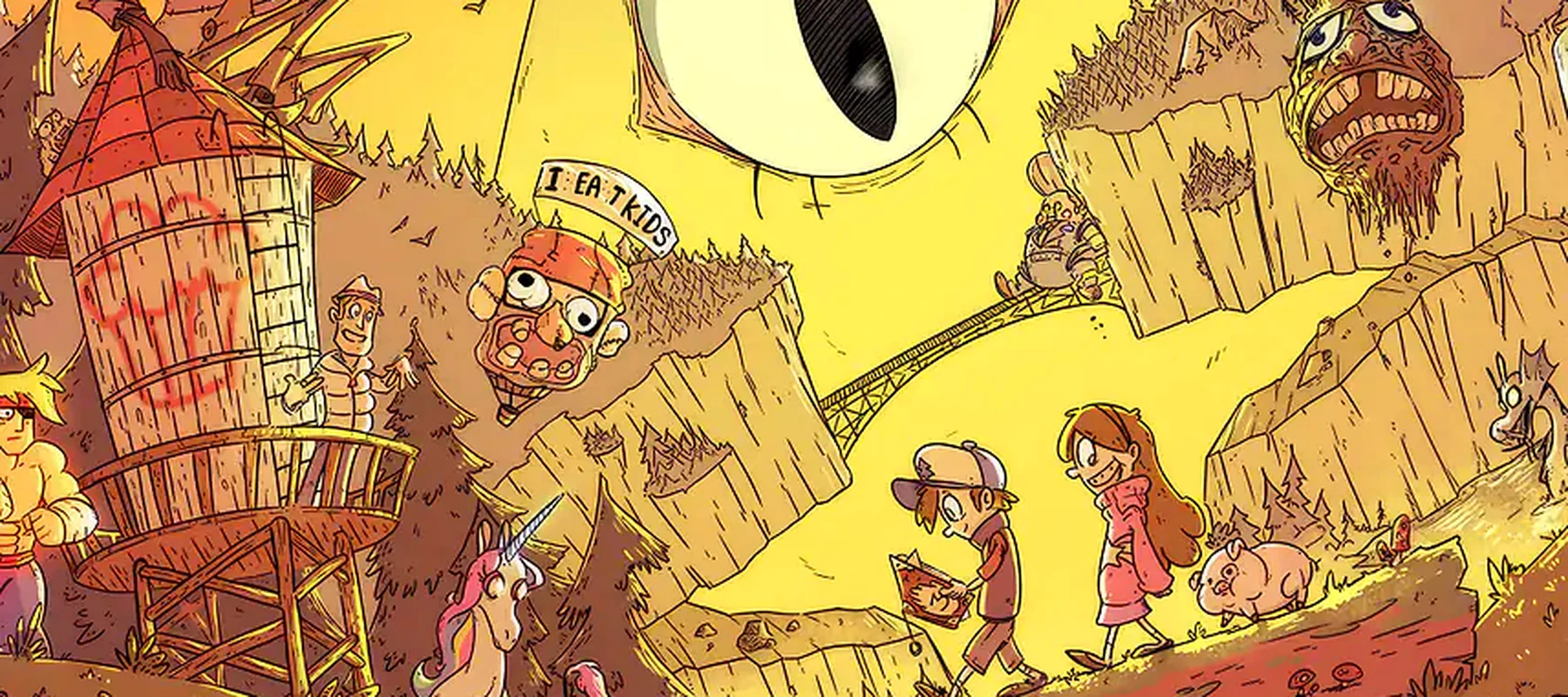 Gravity Falls Cartoon RGB Desk Mat full-width design preview