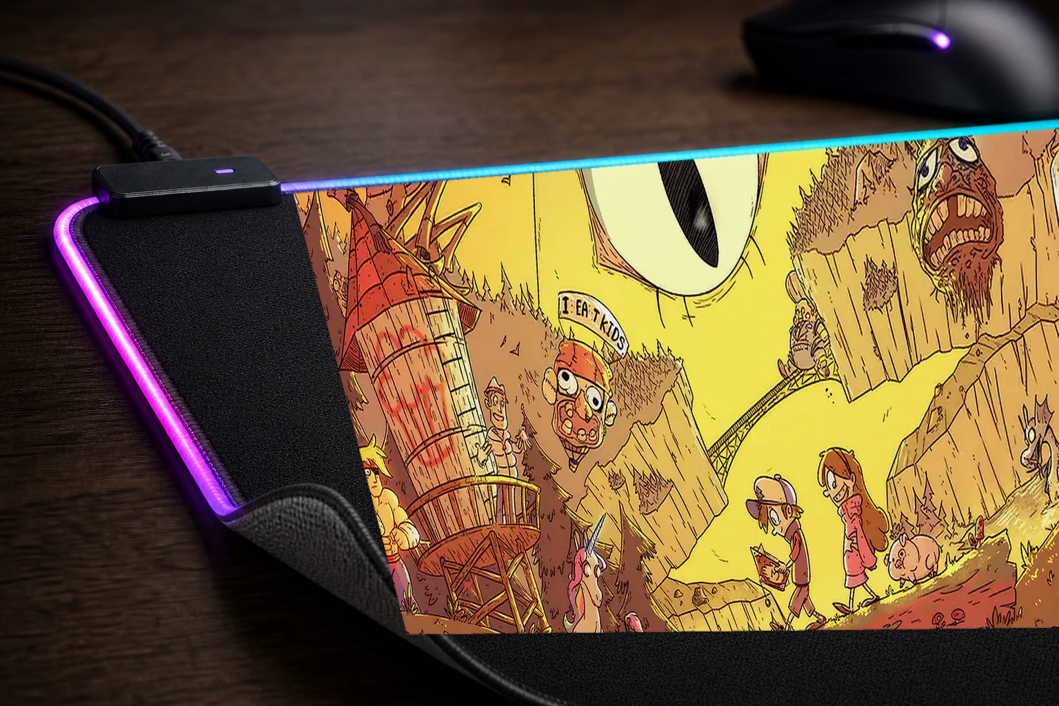Gravity Falls Cartoon RGB Desk Mat controller and material detail