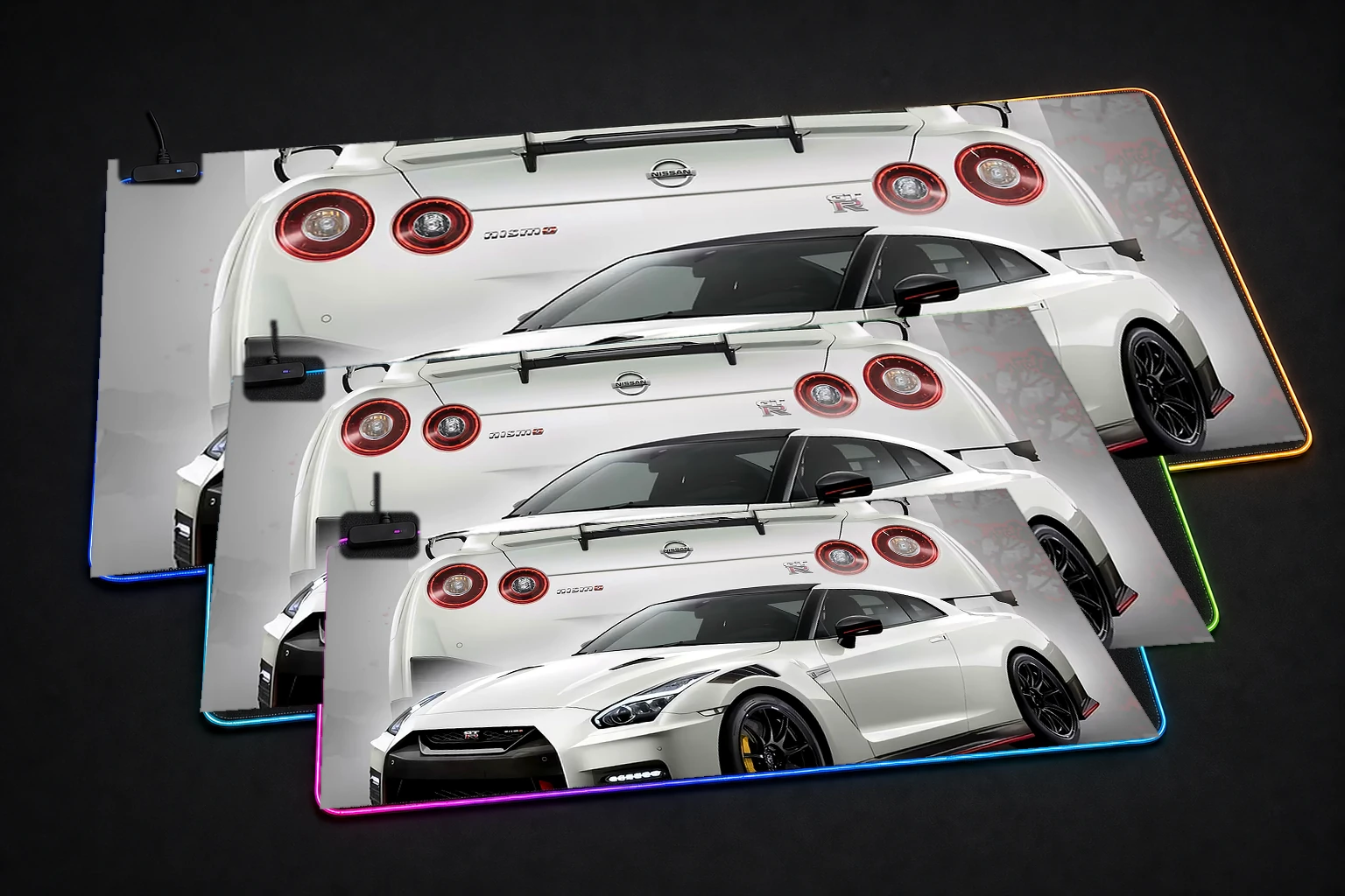 Nissan GTR R35 Nismo Japanese Style RGB Desk Mat three-size comparison