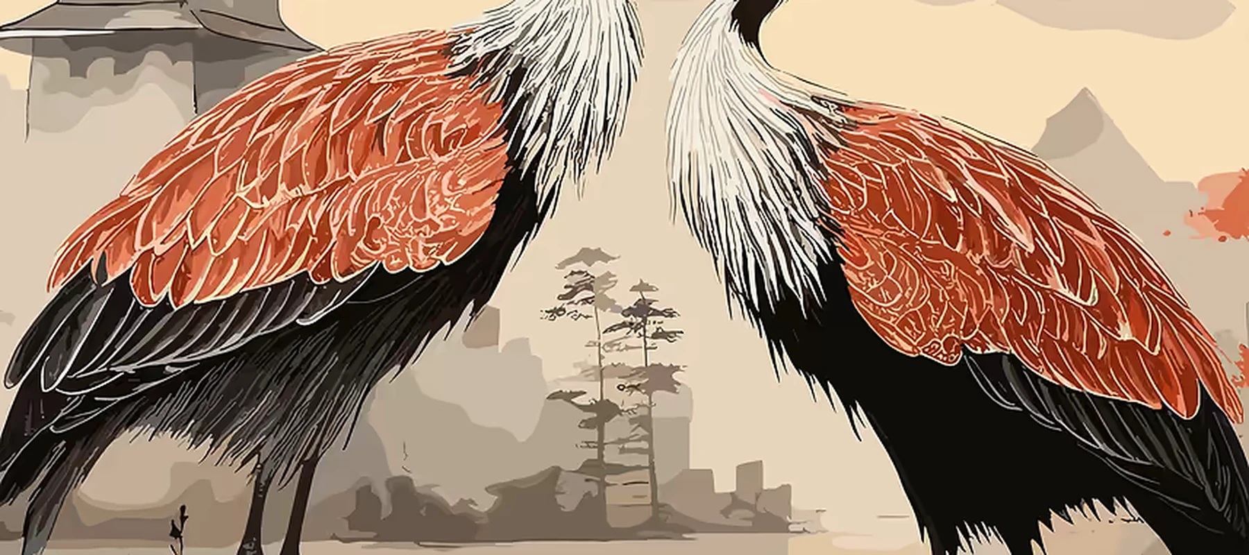 Japanese Crane RGB Desk Mat full-width design preview