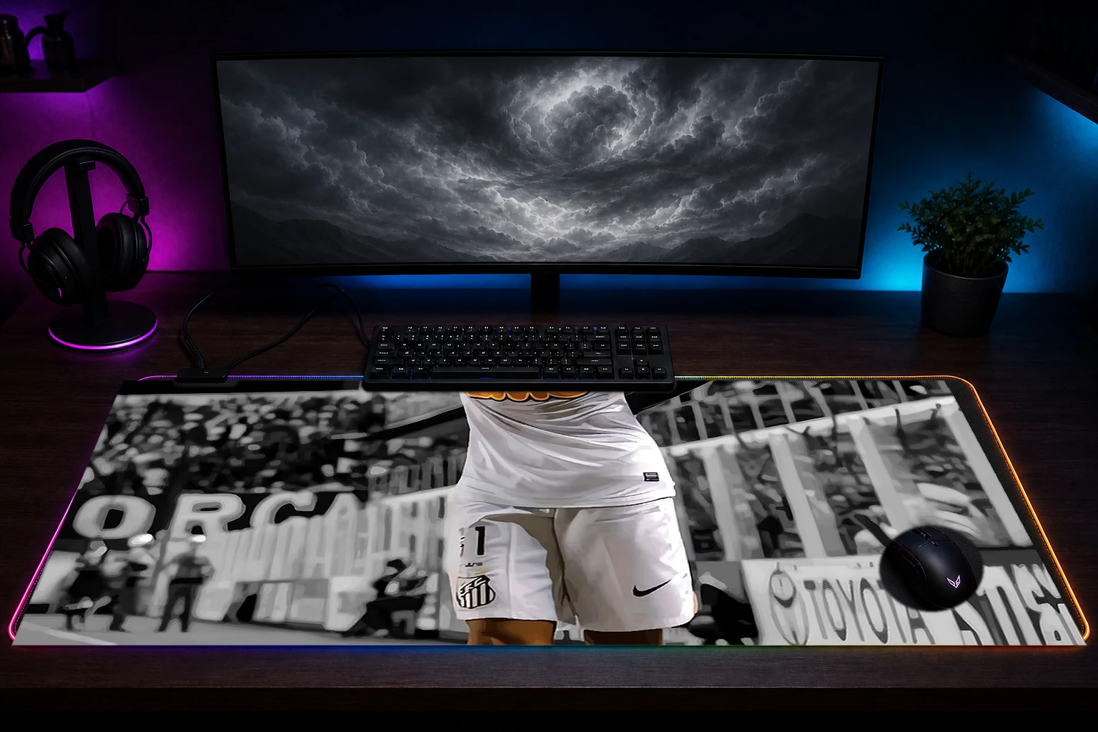 Trending RGB Desk Mat immersive setup scene