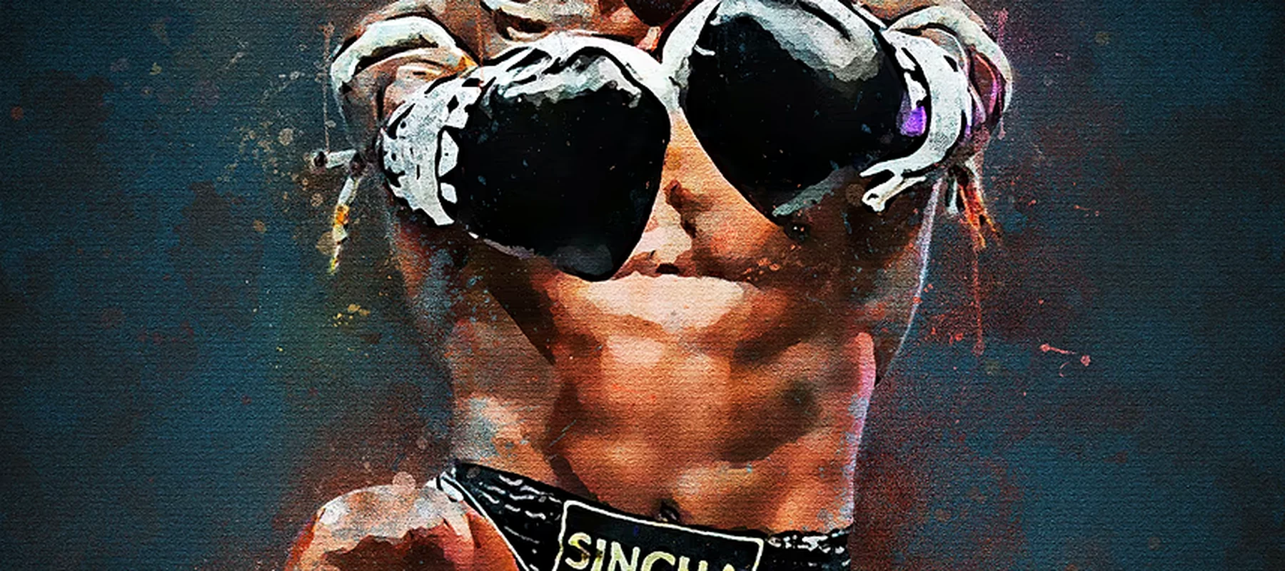 Splatter king Muay Thai RGB Desk Mat full-width design preview