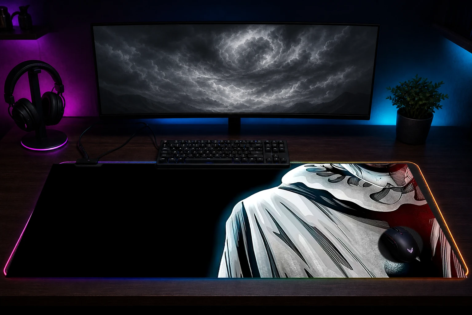 Terrifier RGB Desk Mat immersive setup scene