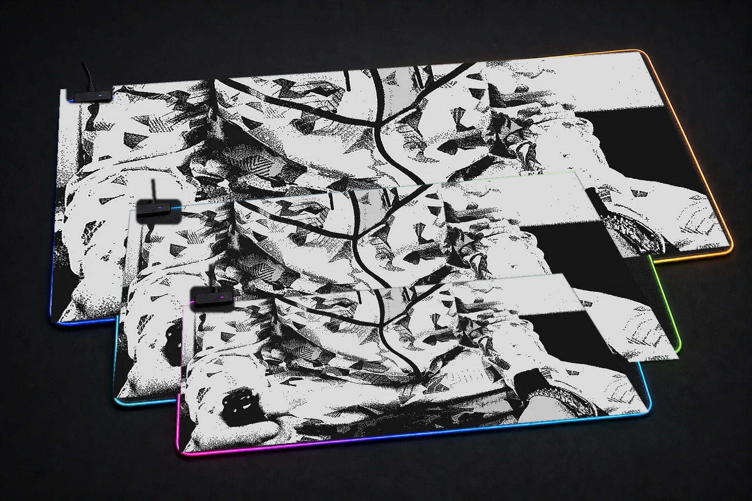 UFO361 RGB Desk Mat three-size comparison