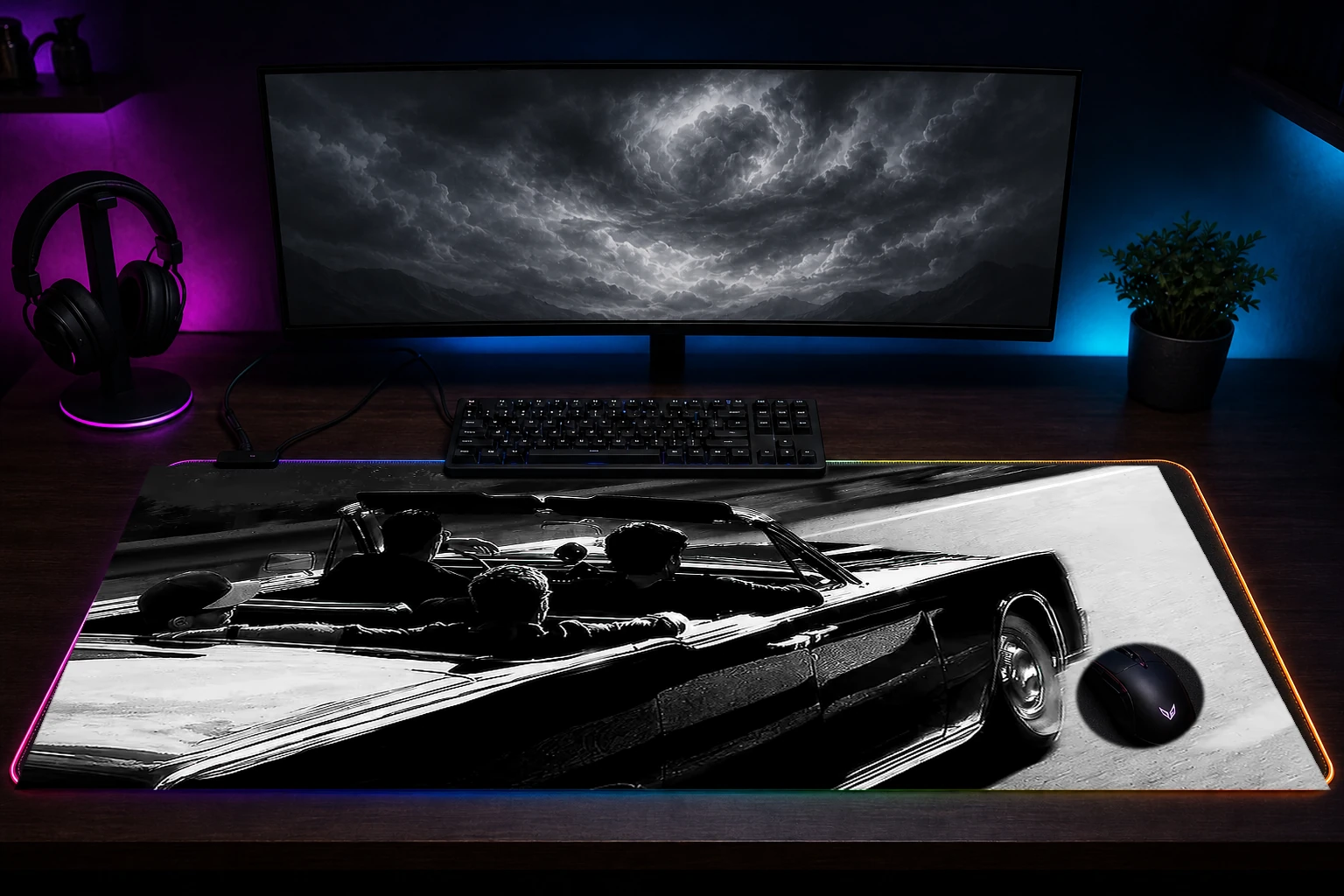 Entourage Movie artwork RGB Desk Mat immersive setup scene