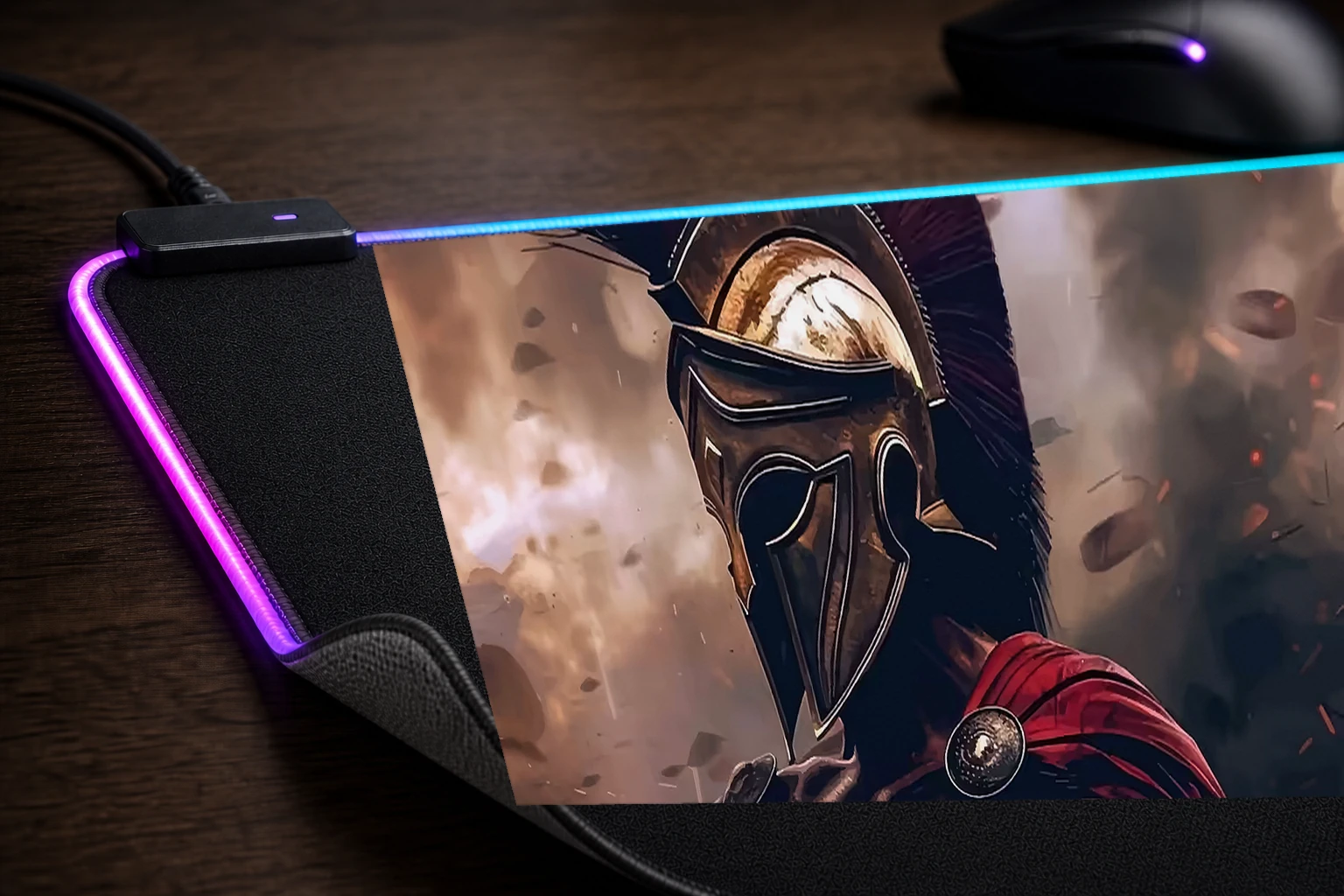 THIS IS SPARTA RGB Desk Mat controller and material detail