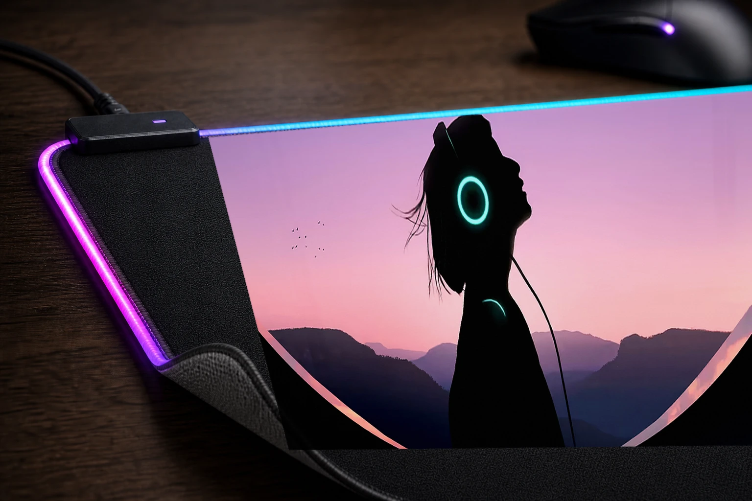 MUSIC GIRL RGB Desk Mat controller and material detail