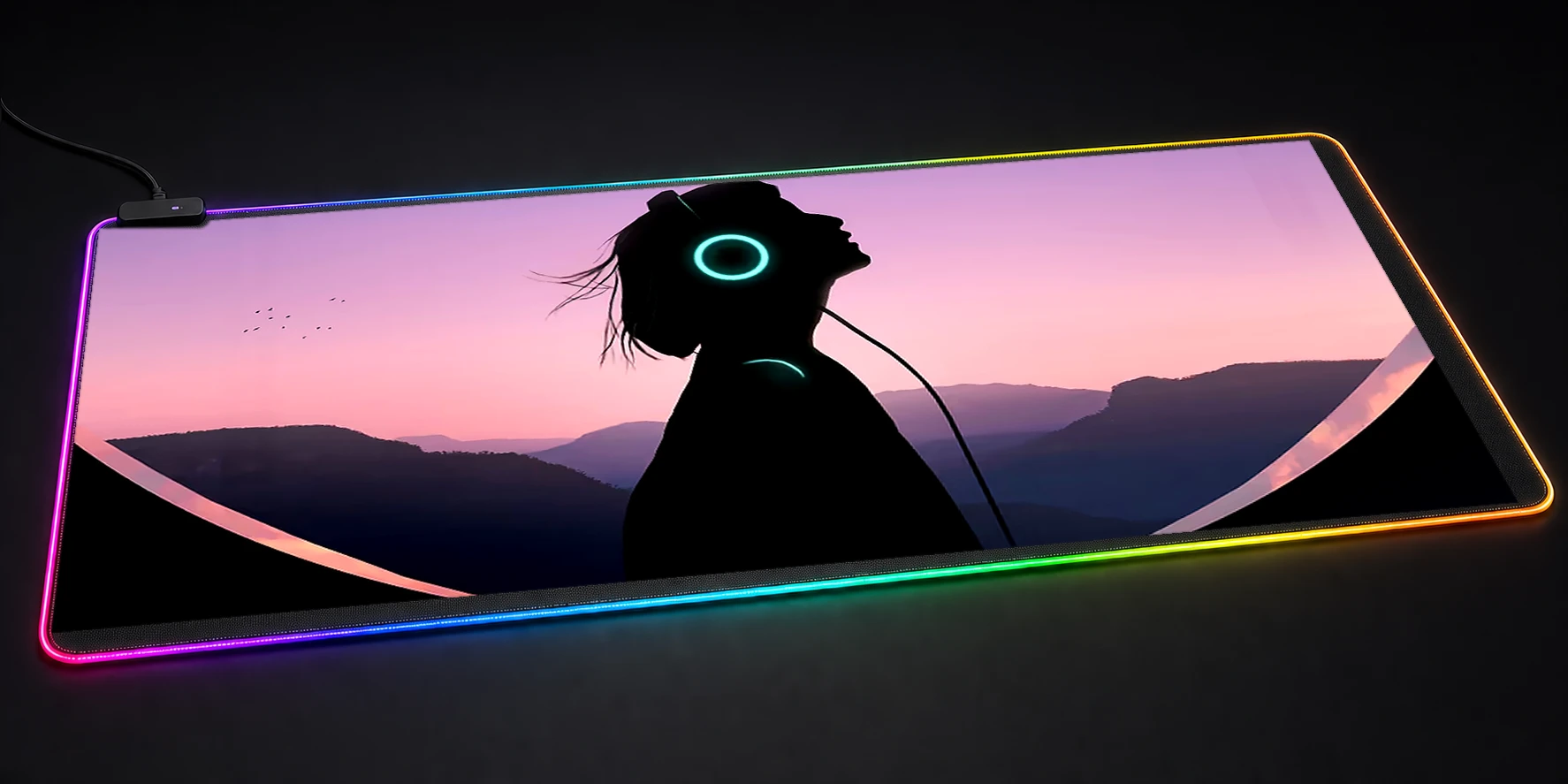 MUSIC GIRL RGB Desk Mat RGB desk mat