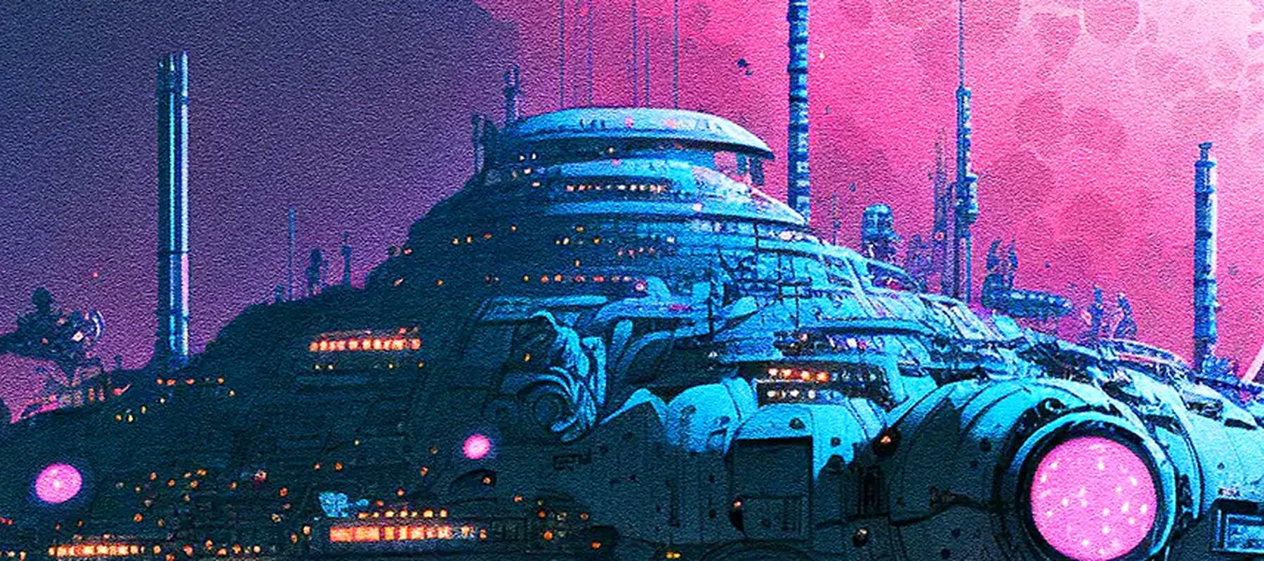 UFO on the Moon RGB Desk Mat full-width design preview