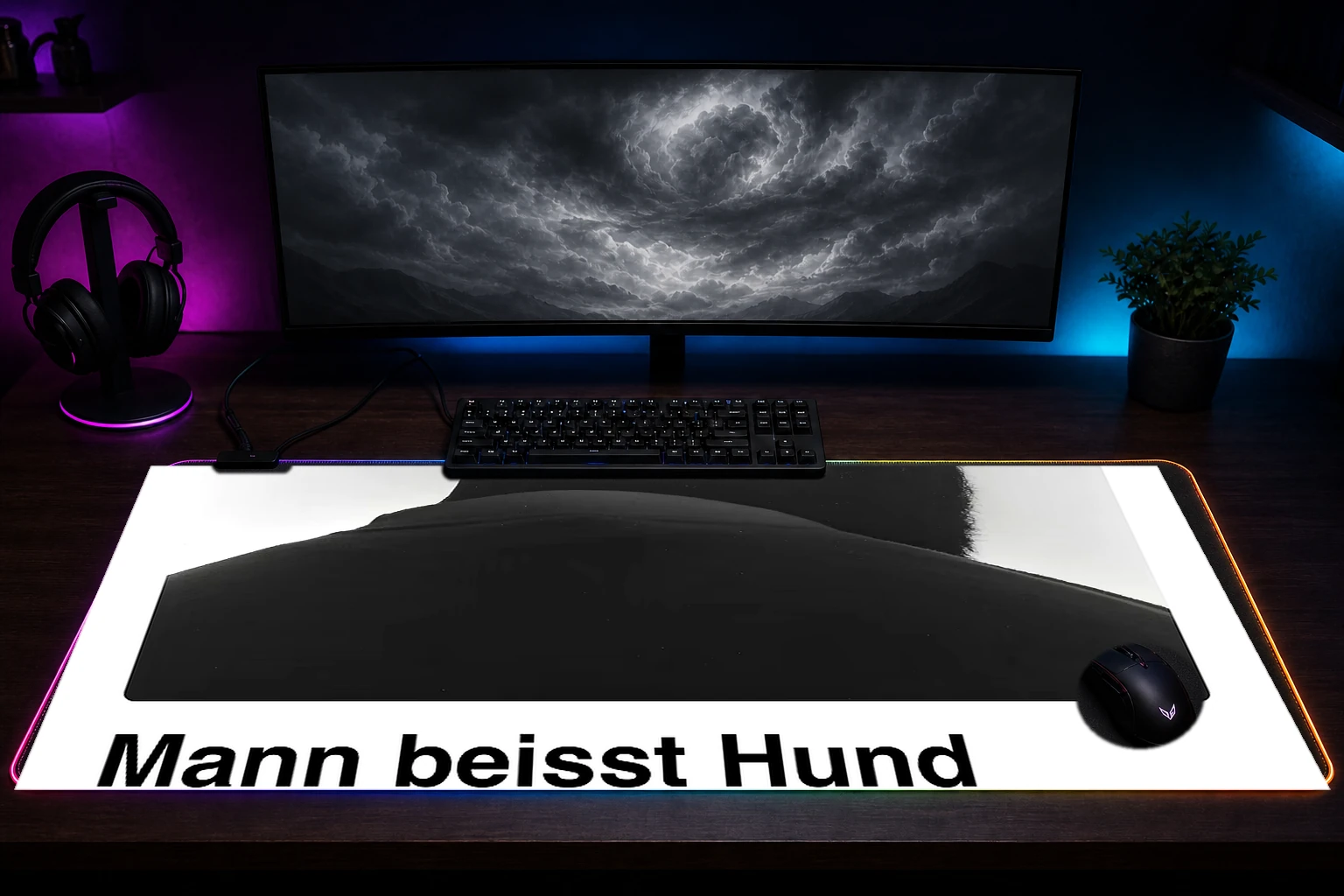 OG Keemo Mann beisst Hund RGB Desk Mat immersive setup scene