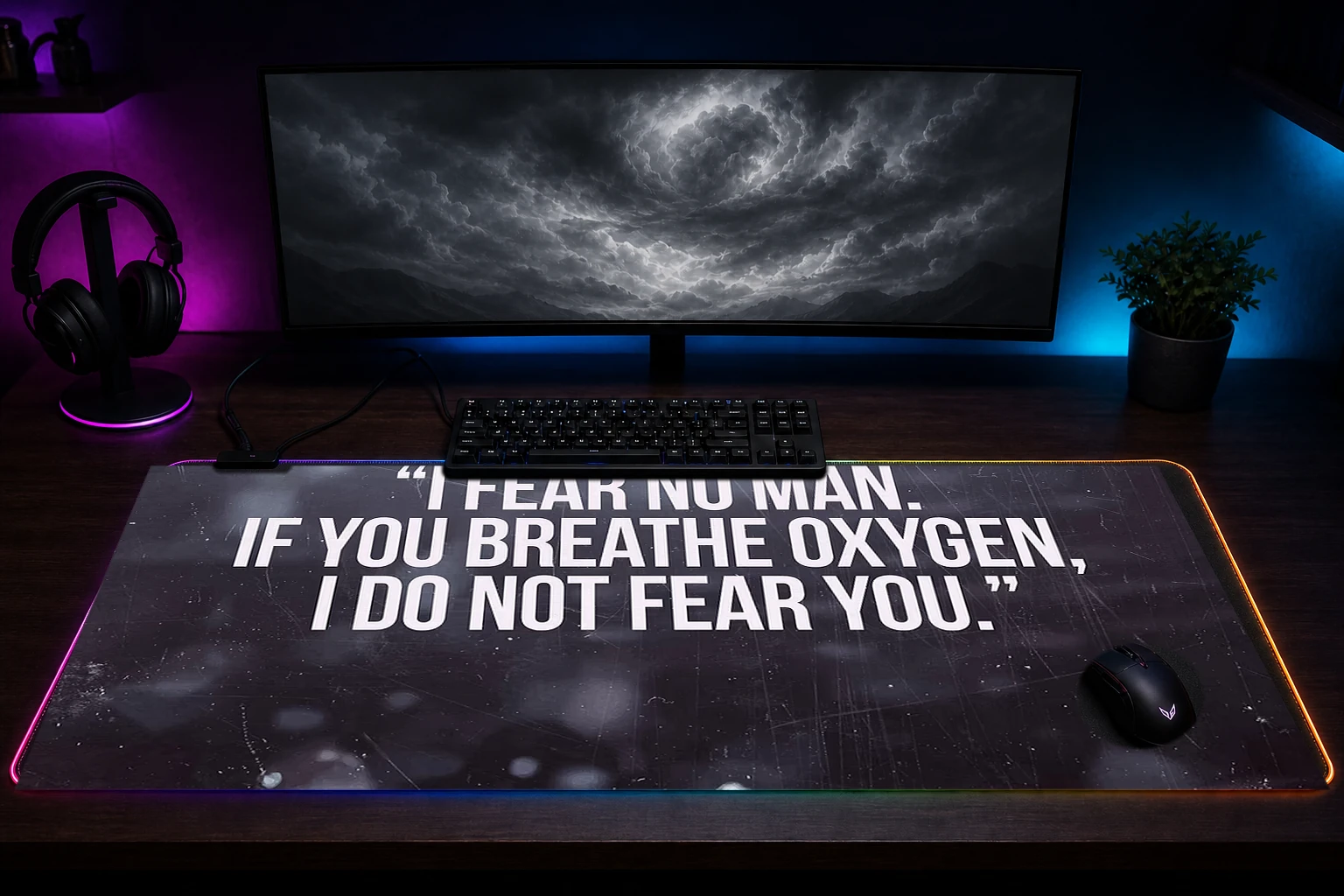 Conor McGregor Quotes RGB Desk Mat immersive setup scene