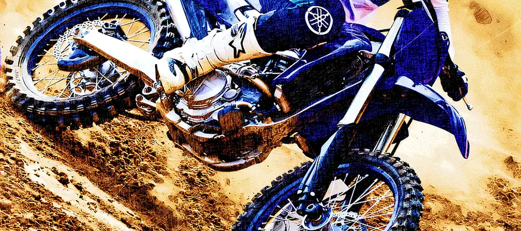 Yamaha Motocross Bike in Action RGB Desk Mat full-width design preview