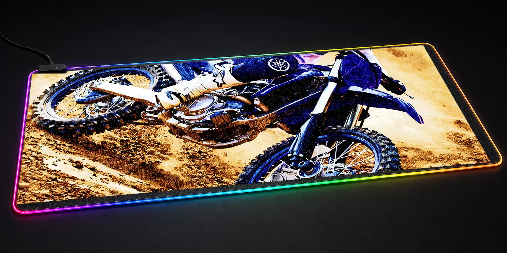 Yamaha Motocross Bike in Action RGB Desk Mat RGB desk mat