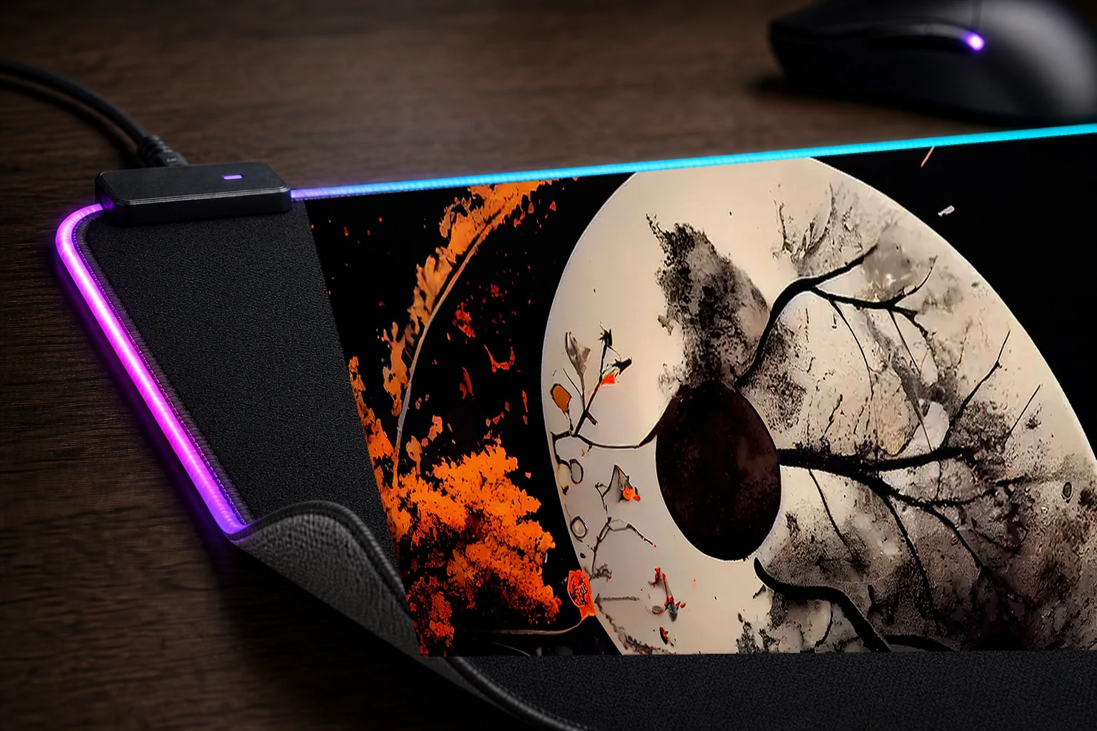 Ying yang RGB Desk Mat controller and material detail