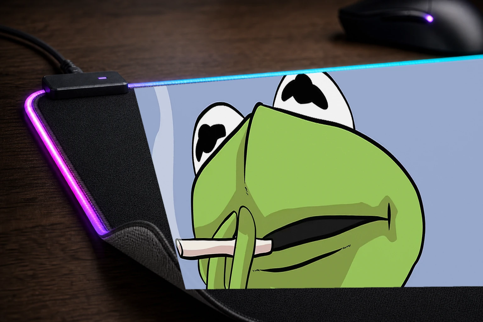 smoking kermit RGB Desk Mat controller and material detail