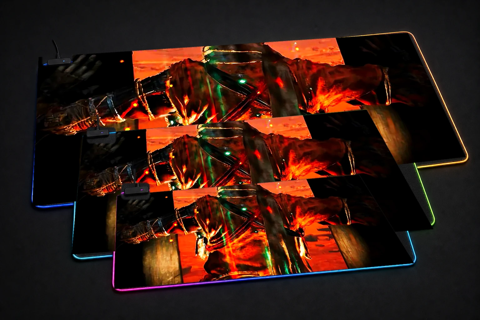 Sekiro Best Selling RGB Desk Mat three-size comparison