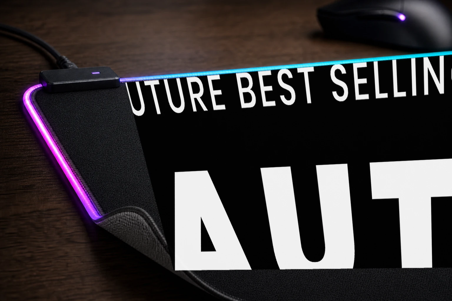 Future best selling author RGB Desk Mat controller and material detail