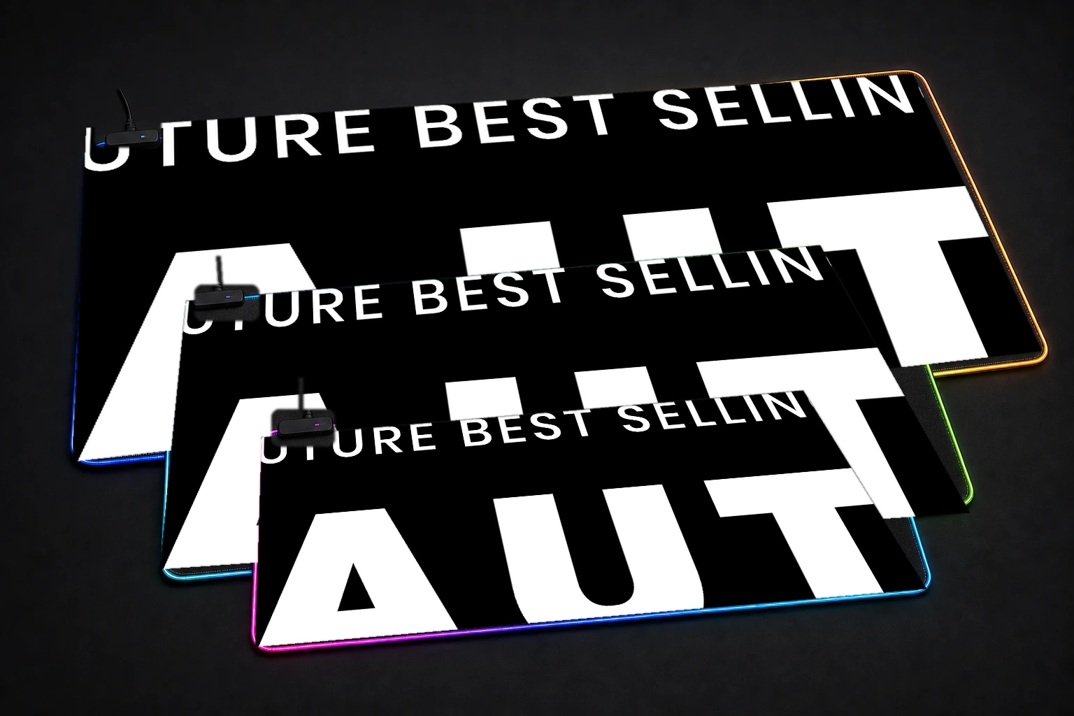 Future best selling author RGB Desk Mat three-size comparison