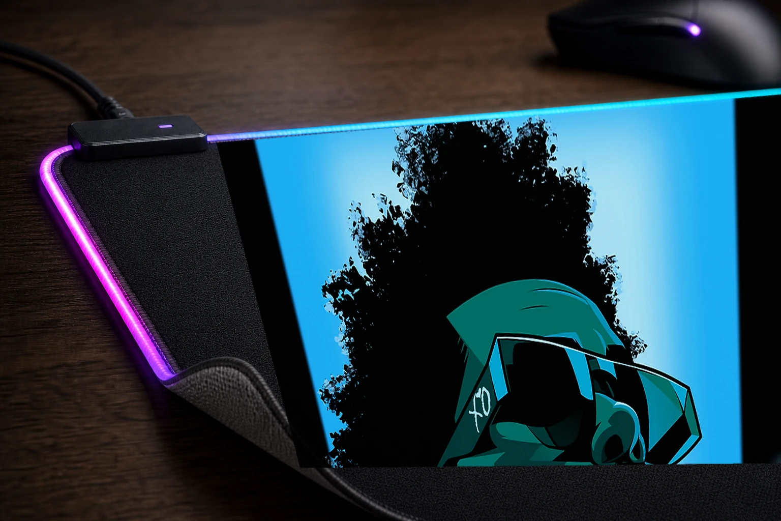 The Weeknd RGB Desk Mat controller and material detail