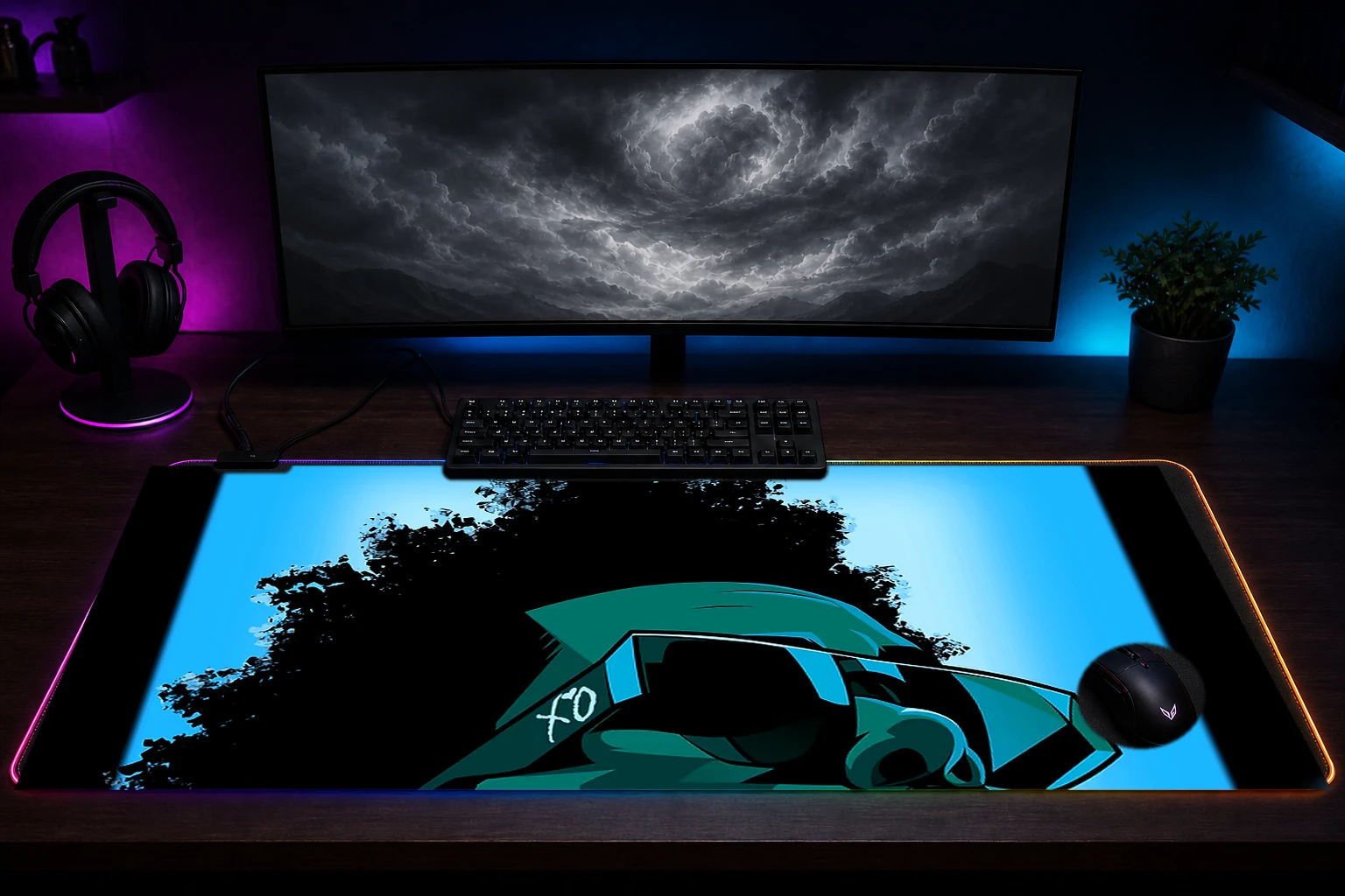 The Weeknd RGB Desk Mat immersive setup scene