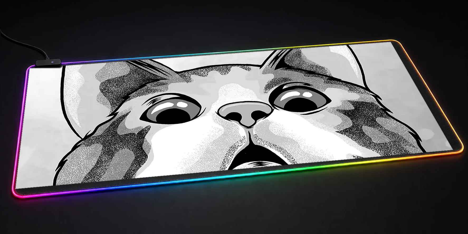 Scared cat RGB Desk Mat RGB desk mat