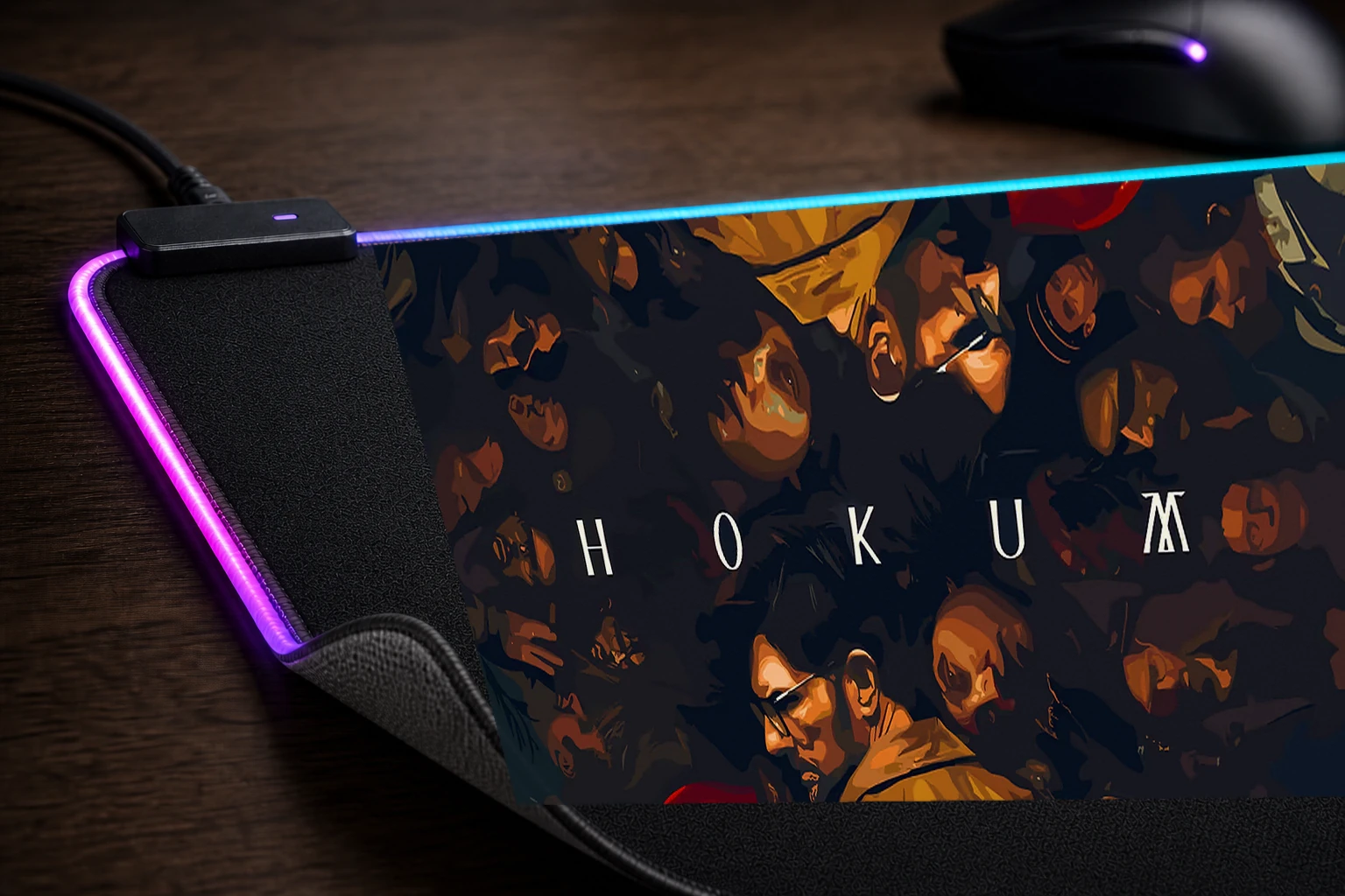 Hokum Movie artwork RGB Desk Mat controller and material detail