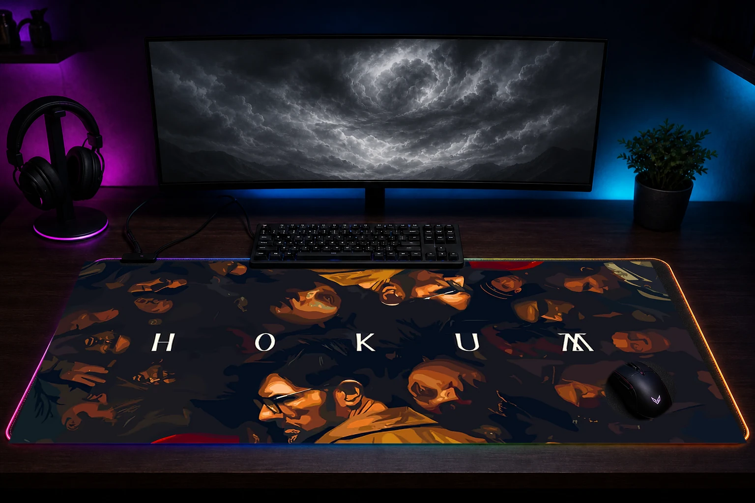 Hokum Movie artwork RGB Desk Mat immersive setup scene