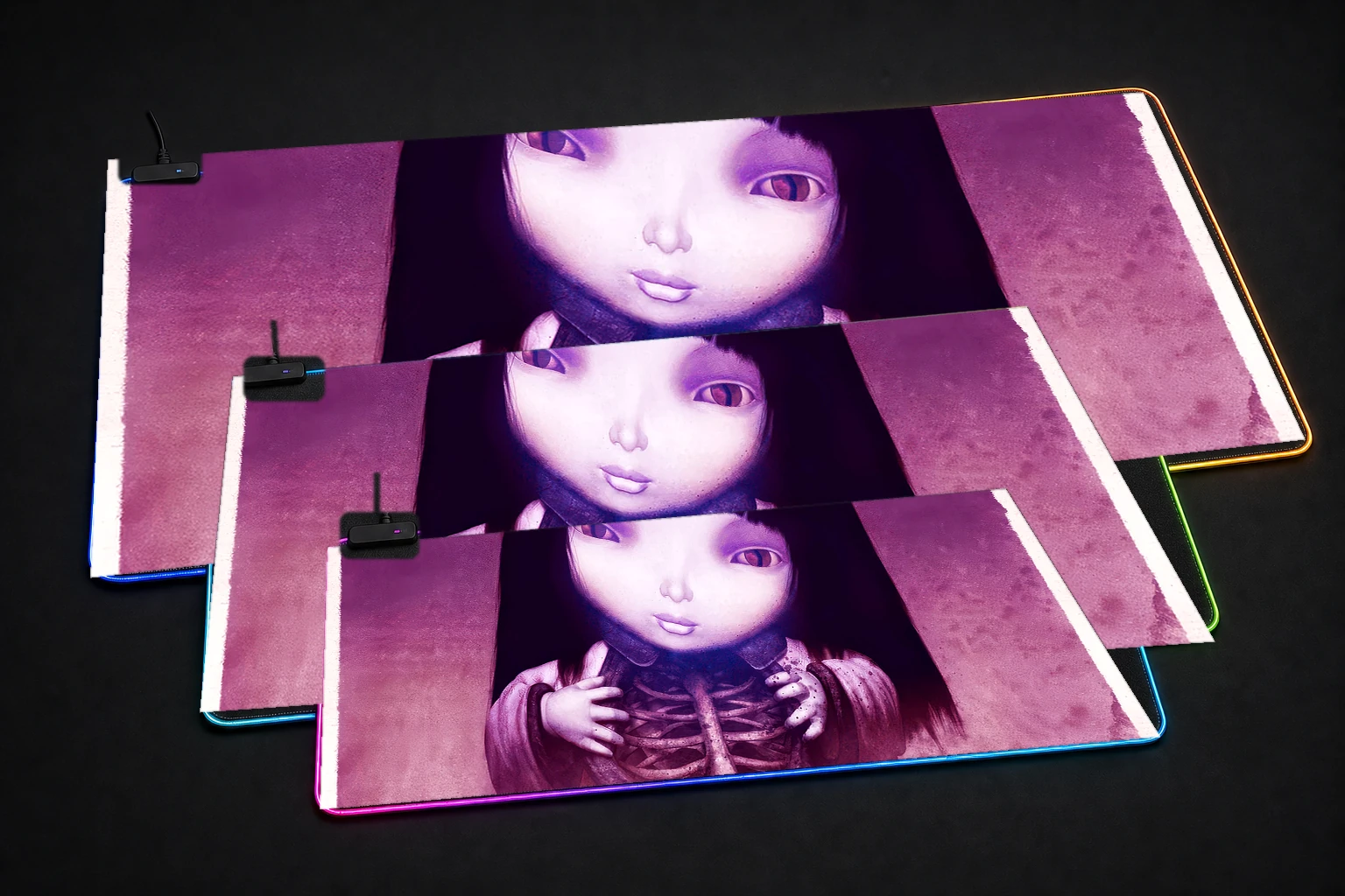 Seether Album Cover with Doll RGB Desk Mat three-size comparison