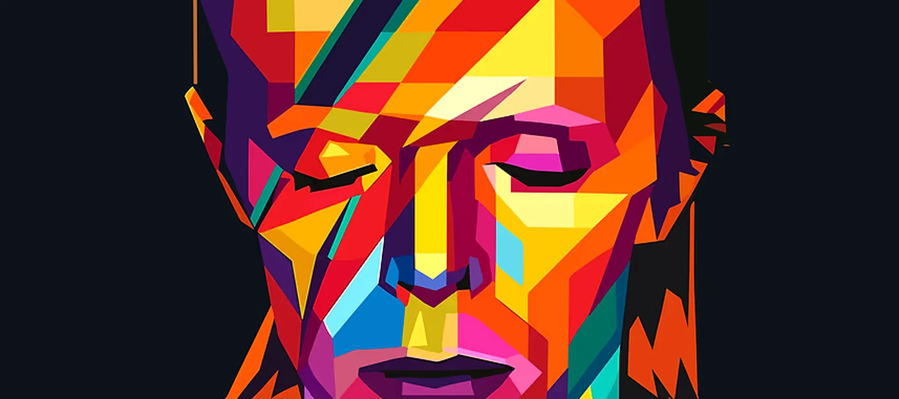 David Bowie Colorful Portrait RGB Desk Mat full-width design preview