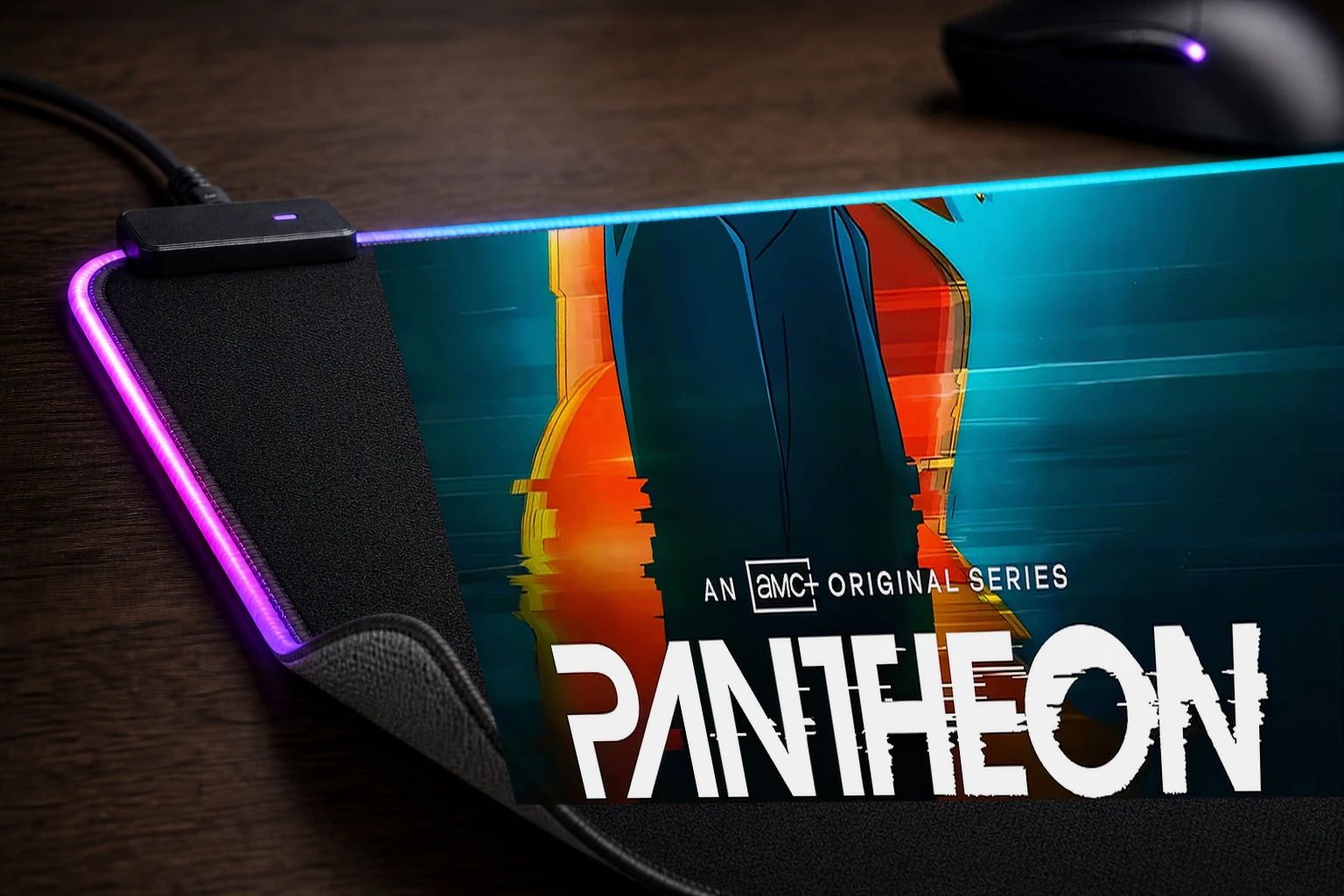 Pantheon AMC+ Original Series artwork RGB Desk Mat controller and material detail