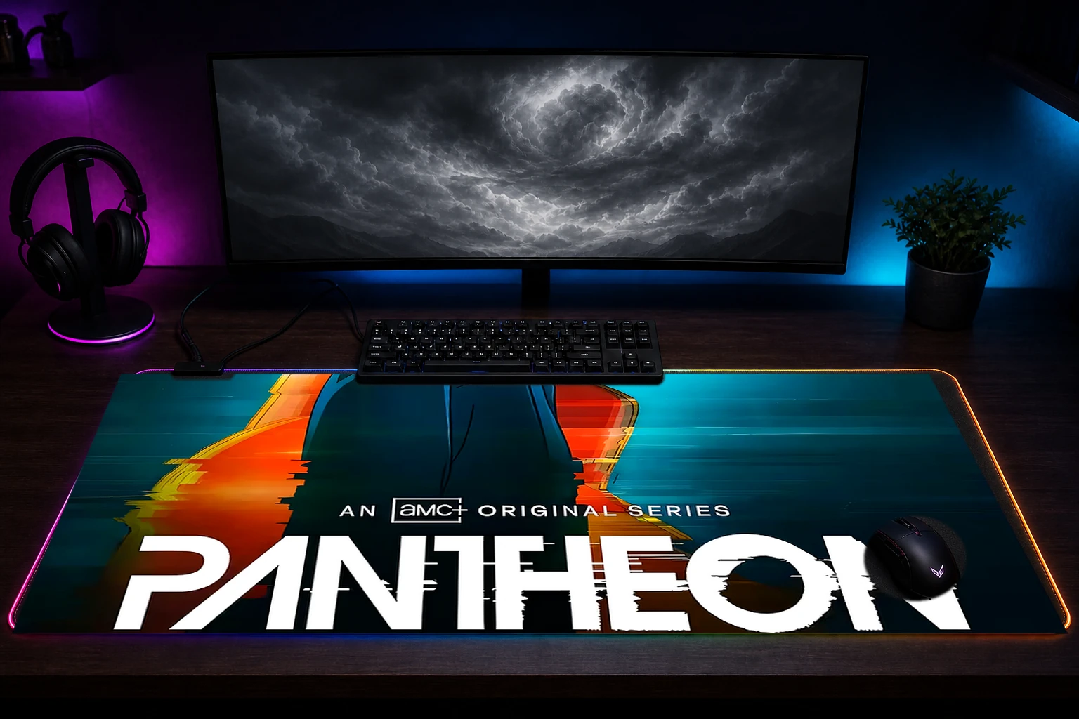 Pantheon AMC+ Original Series artwork RGB Desk Mat immersive setup scene