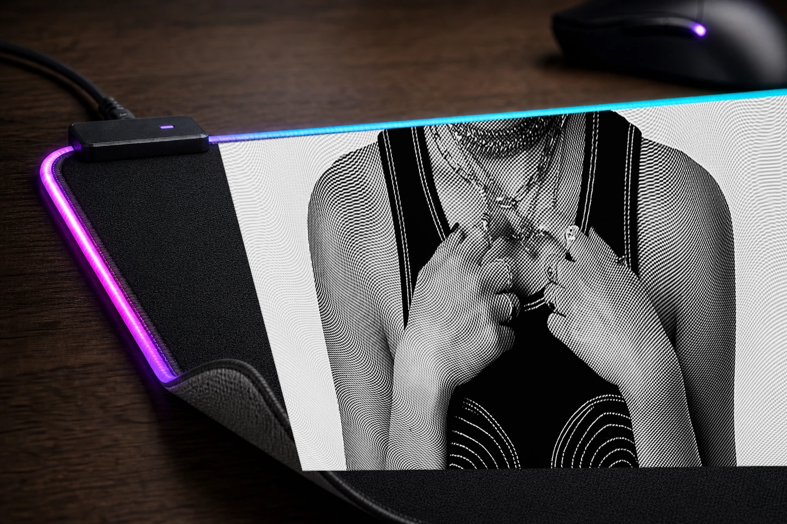Olivia Rodrigo RGB Desk Mat controller and material detail