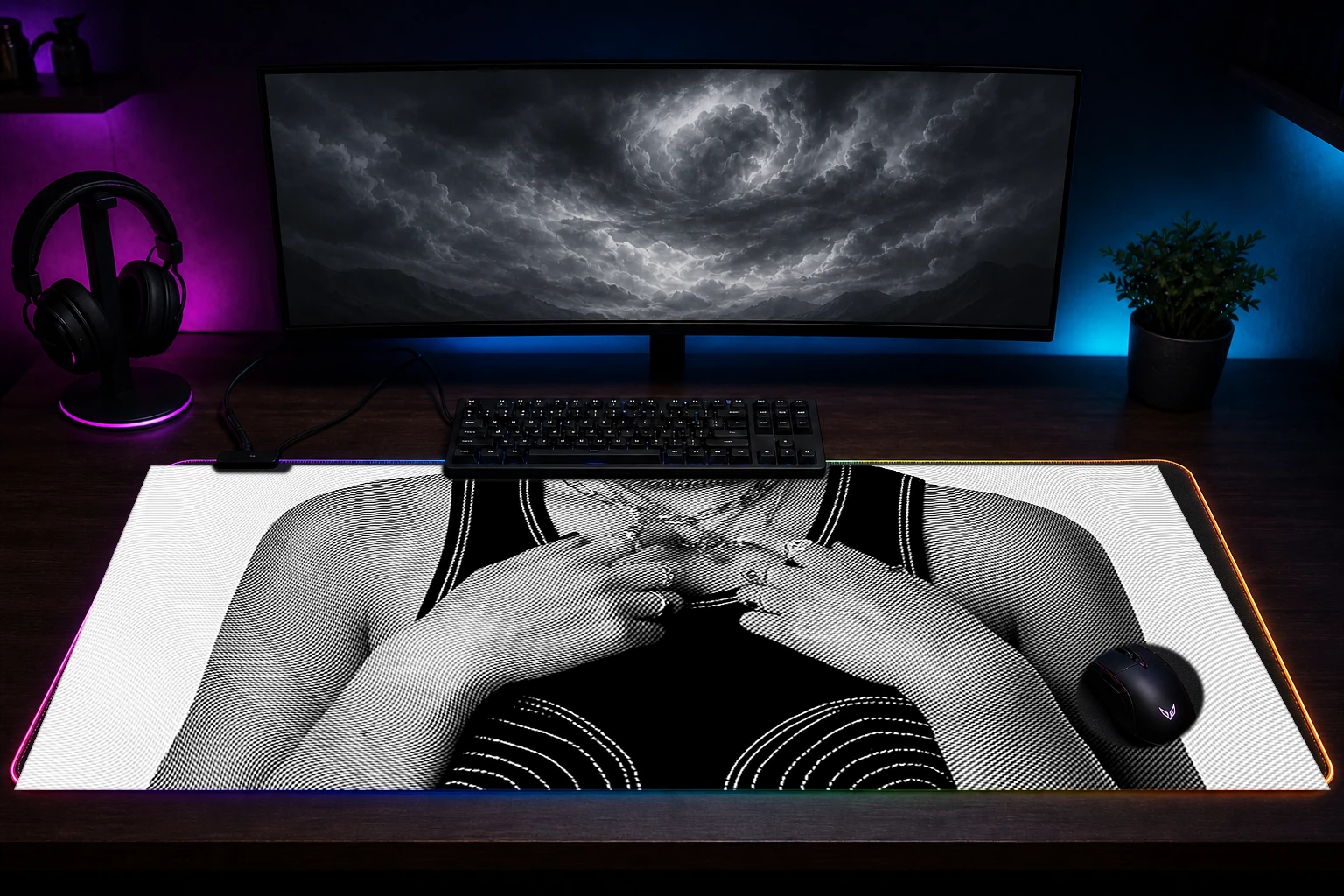 Olivia Rodrigo RGB Desk Mat immersive setup scene