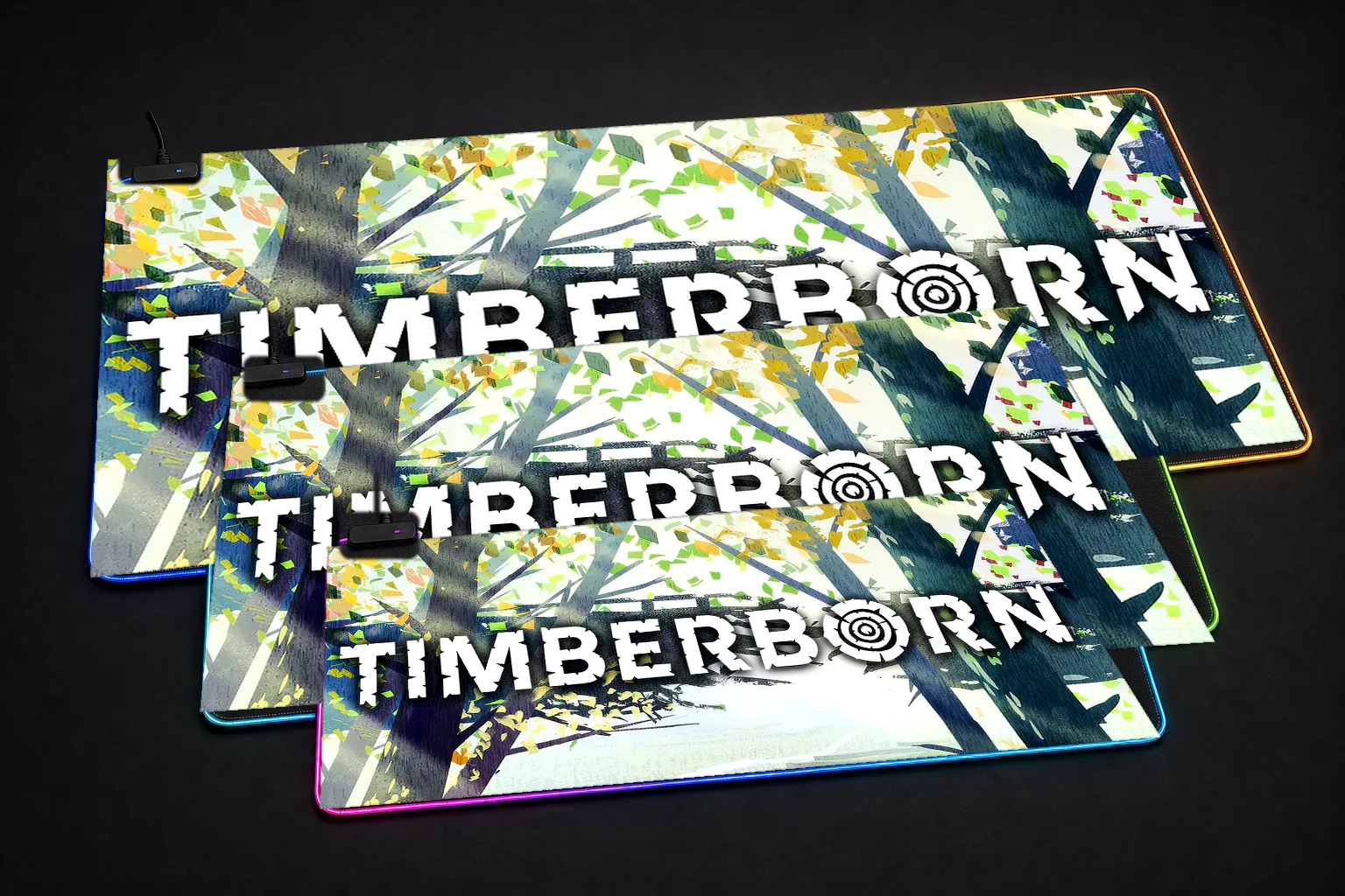 Timberborn Game Art RGB Desk Mat three-size comparison