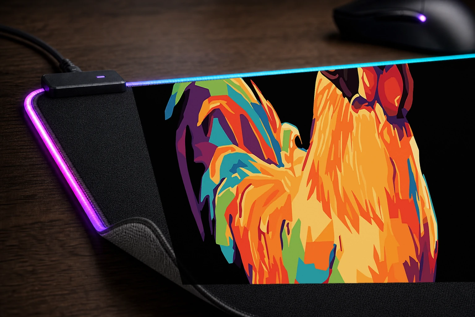 Chicken with Helmet - Arc Raiders RGB Desk Mat controller and material detail