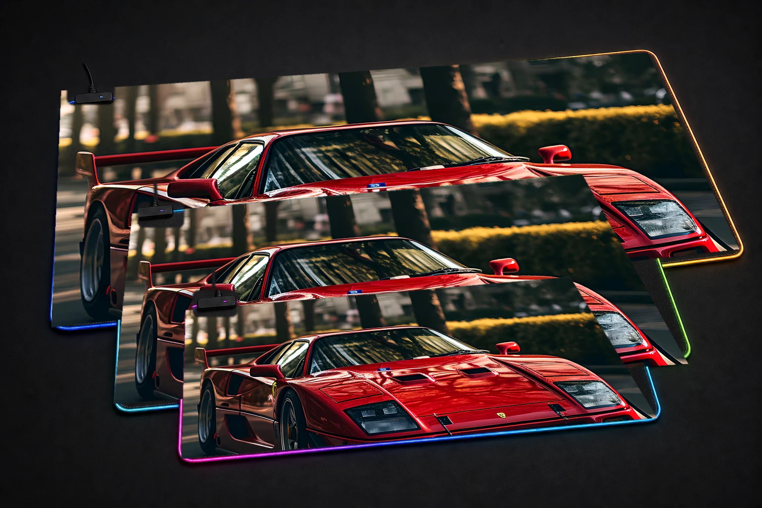 Ferarri F40 car photograph RGB Desk Mat three-size comparison
