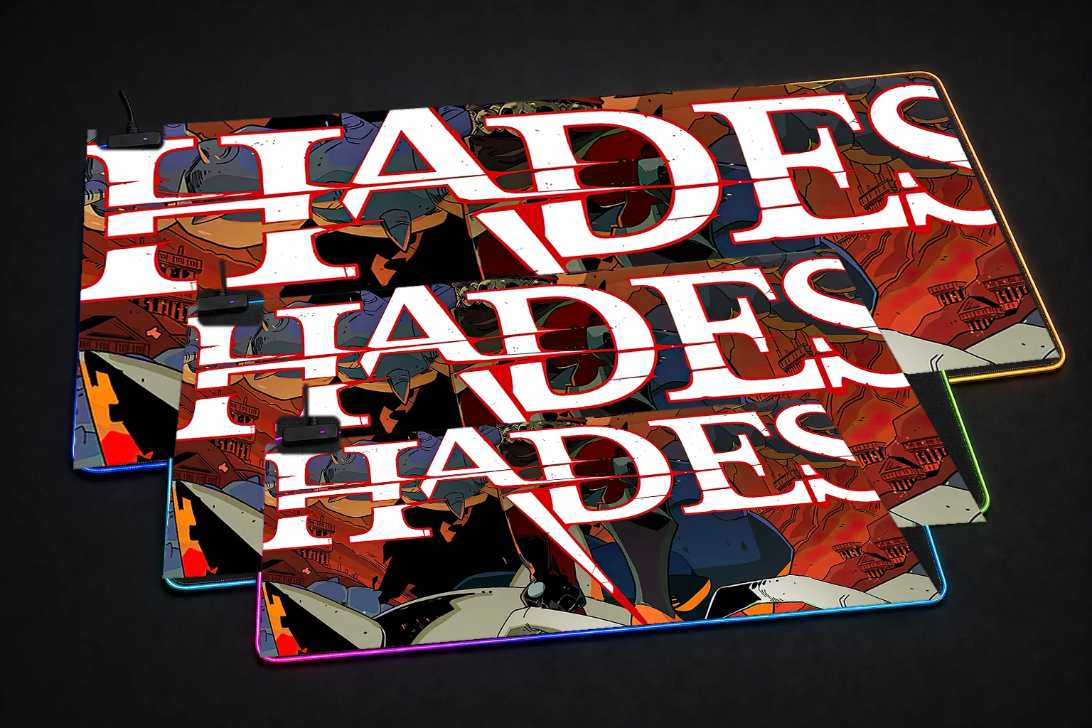 Hades RGB Desk Mat three-size comparison