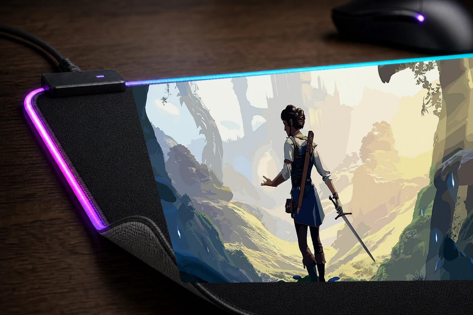Fable Game Cover Art RGB Desk Mat controller and material detail