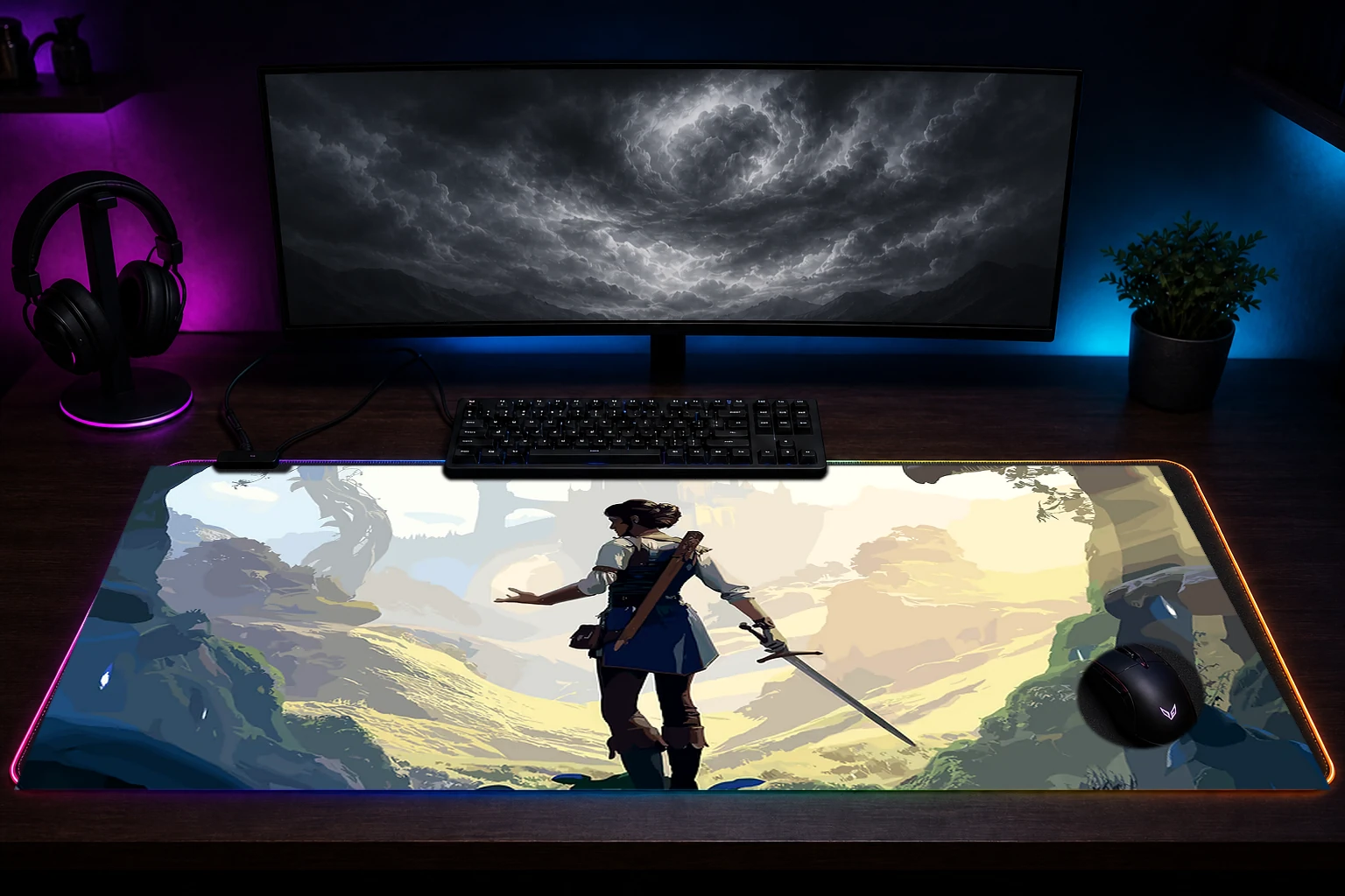 Fable Game Cover Art RGB Desk Mat immersive setup scene