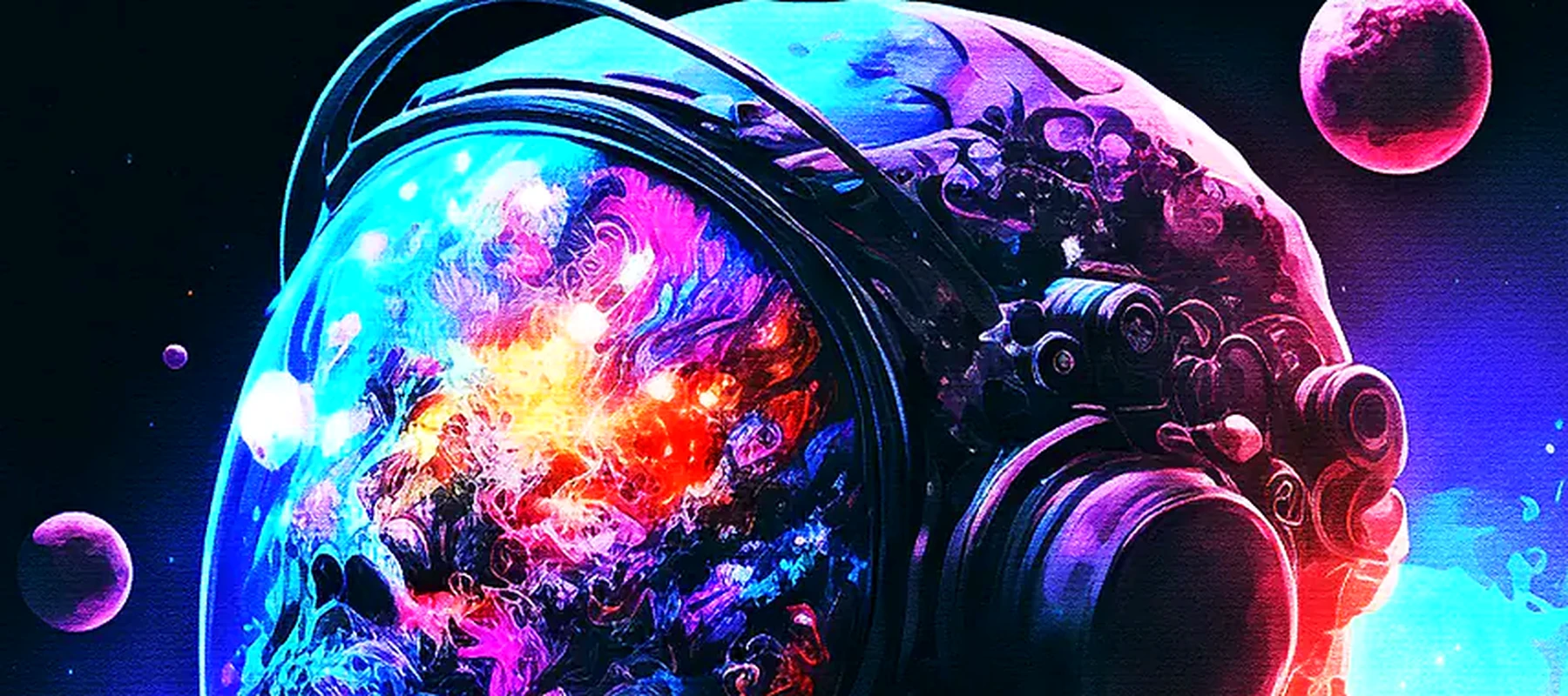 Neon Astronaut RGB Desk Mat full-width design preview