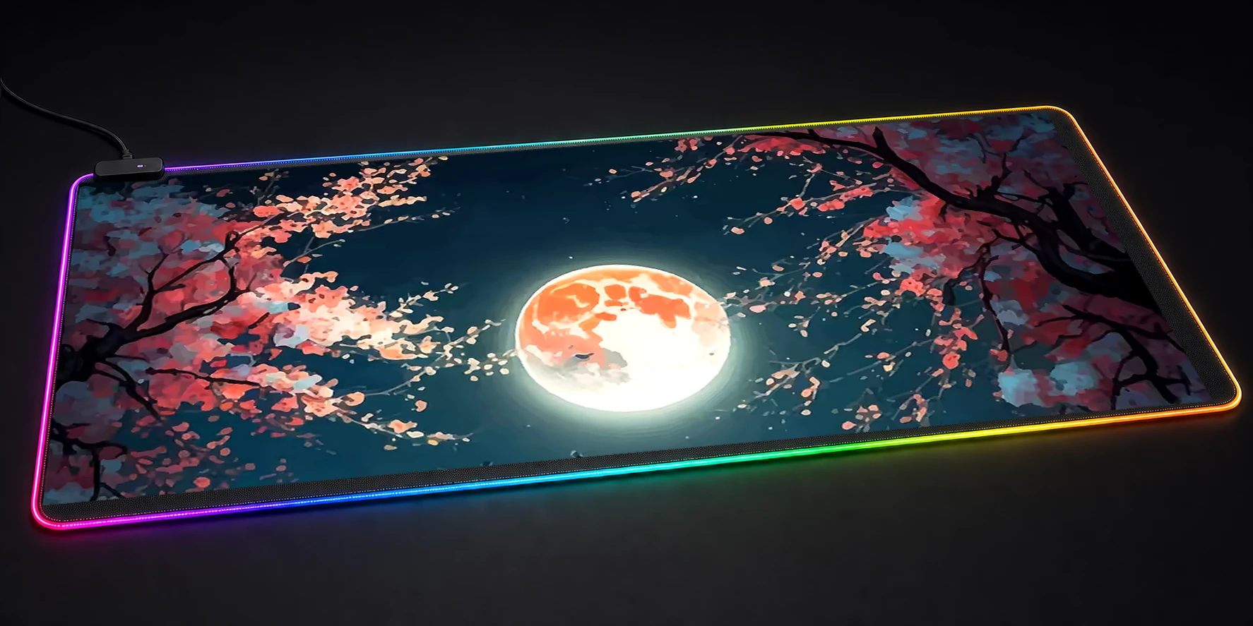 Samurai Moon RGB Desk Mat RGB desk mat